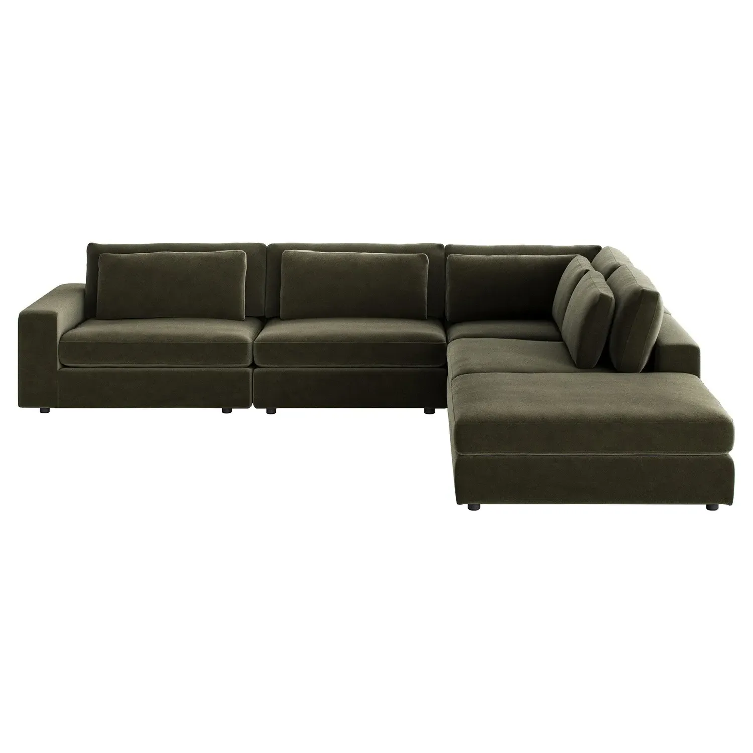 Candace 4-Piece Bumper Sectional with Ottoman - Olive Green