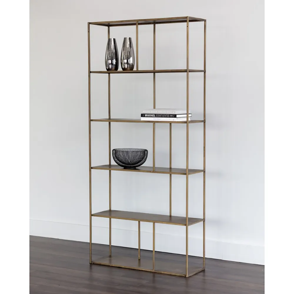 Cantrell 5 Tier Display Case - Antique Brass, Iron