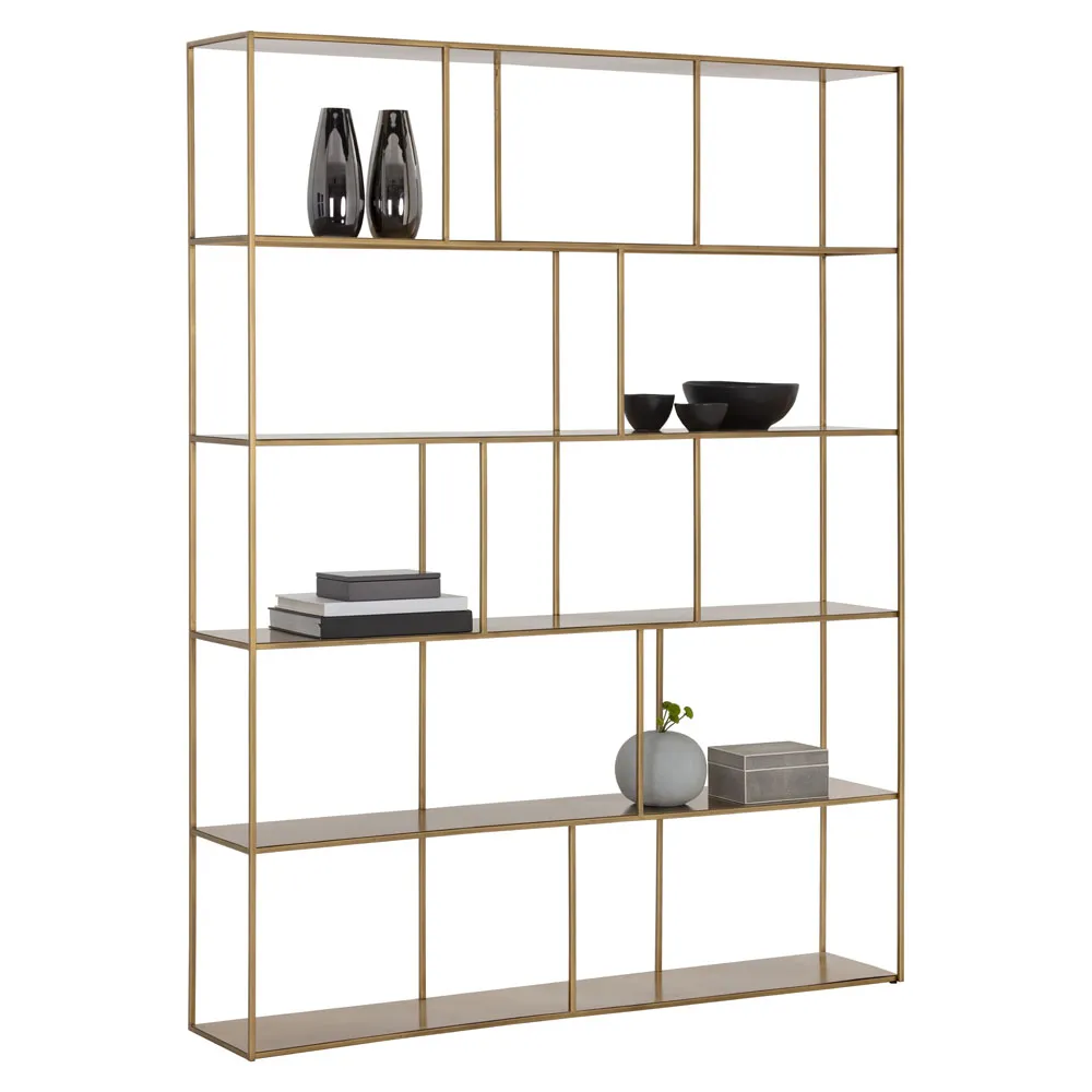 Cantrell 5 Tier Double Display Case - Antique Brass, Iron