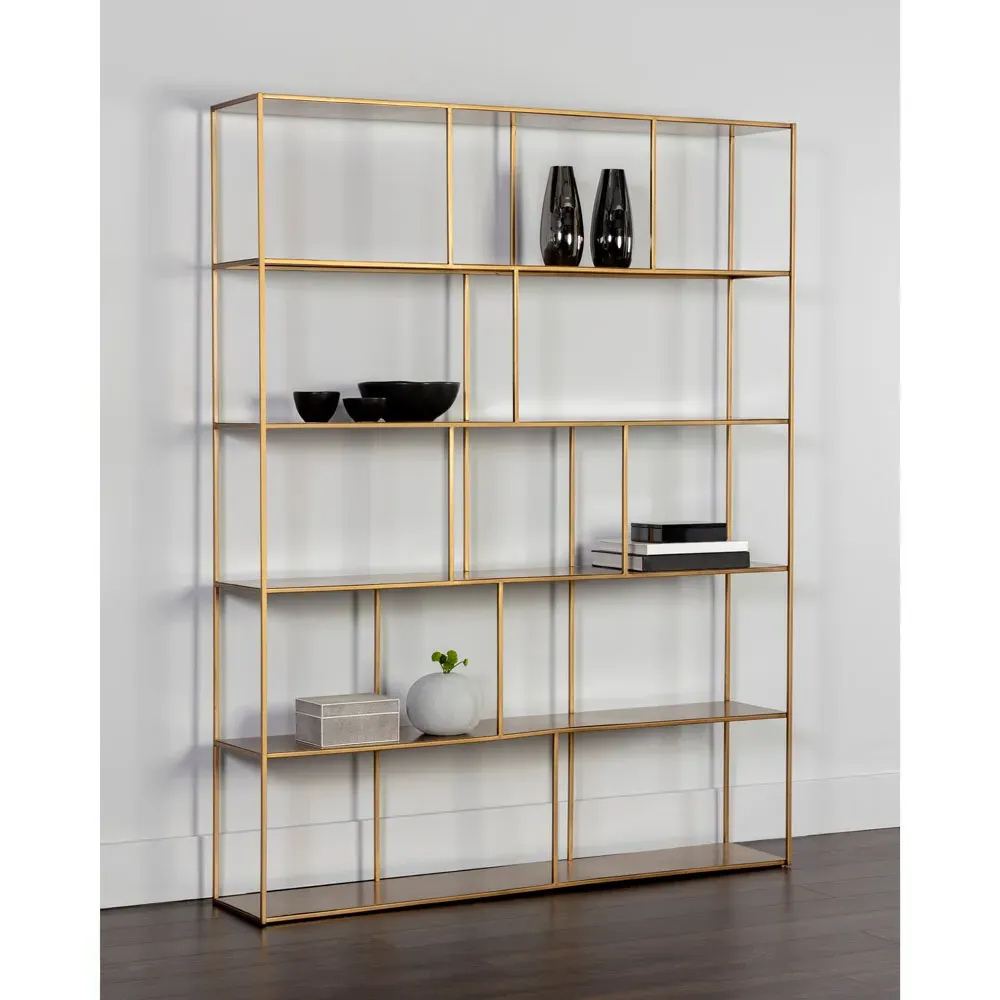 Cantrell 5 Tier Double Display Case - Antique Brass, Iron