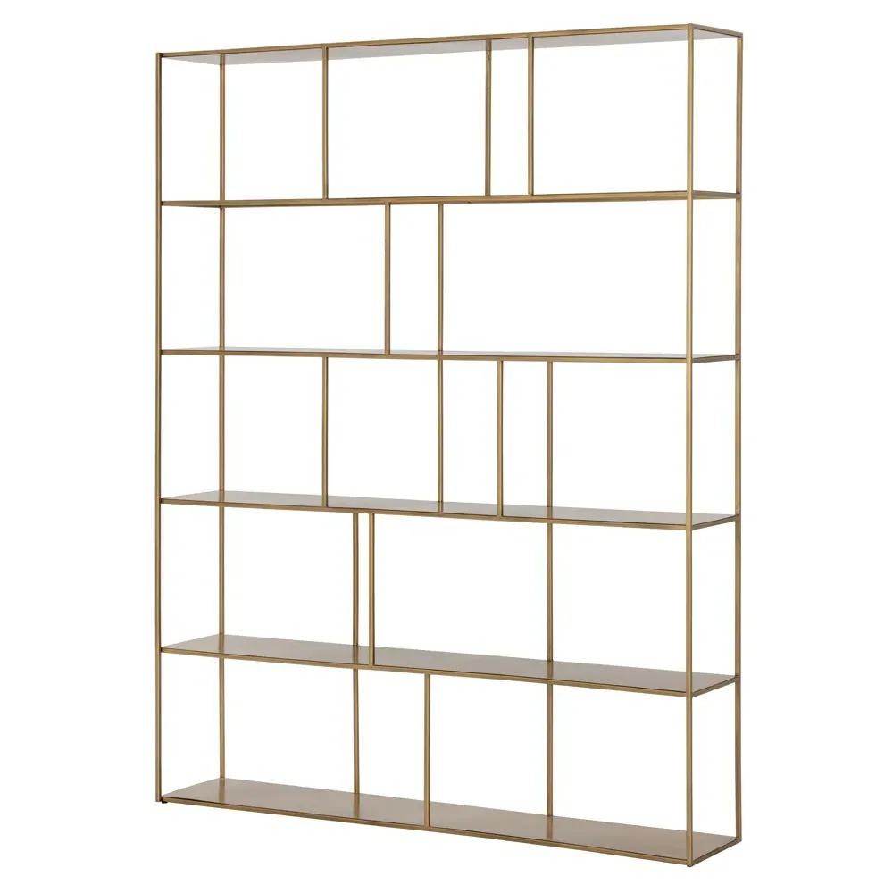 Cantrell 5 Tier Double Display Case - Antique Brass, Iron