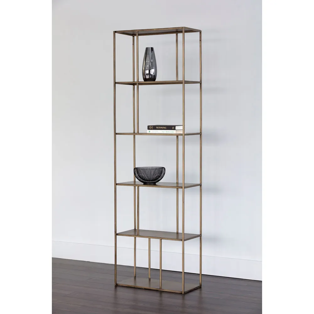 Cantrell 5 Tier Single Display Case - Antique Brass, Iron