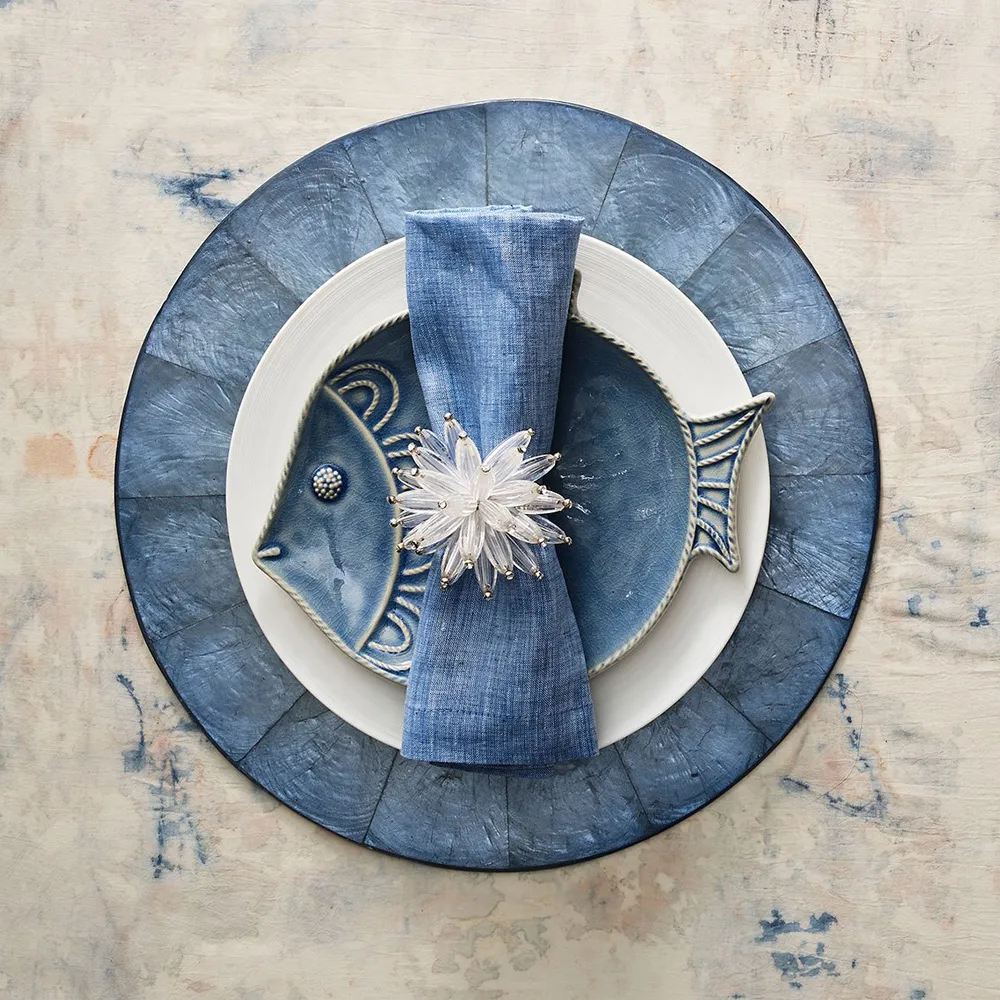 Capiz Round Shell Placemat Set of 4 - Periwinkle