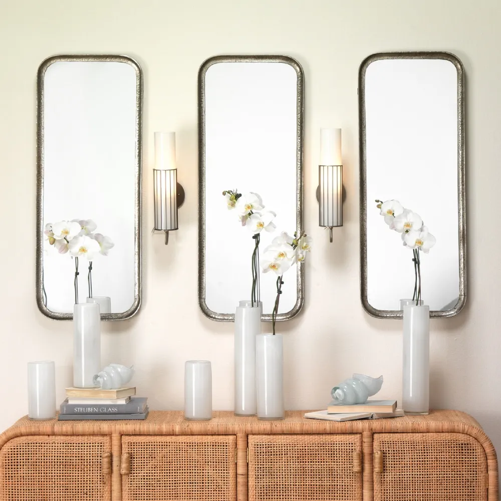 Capri Rectangular Wall Mirror - Silver Leaf, Iron