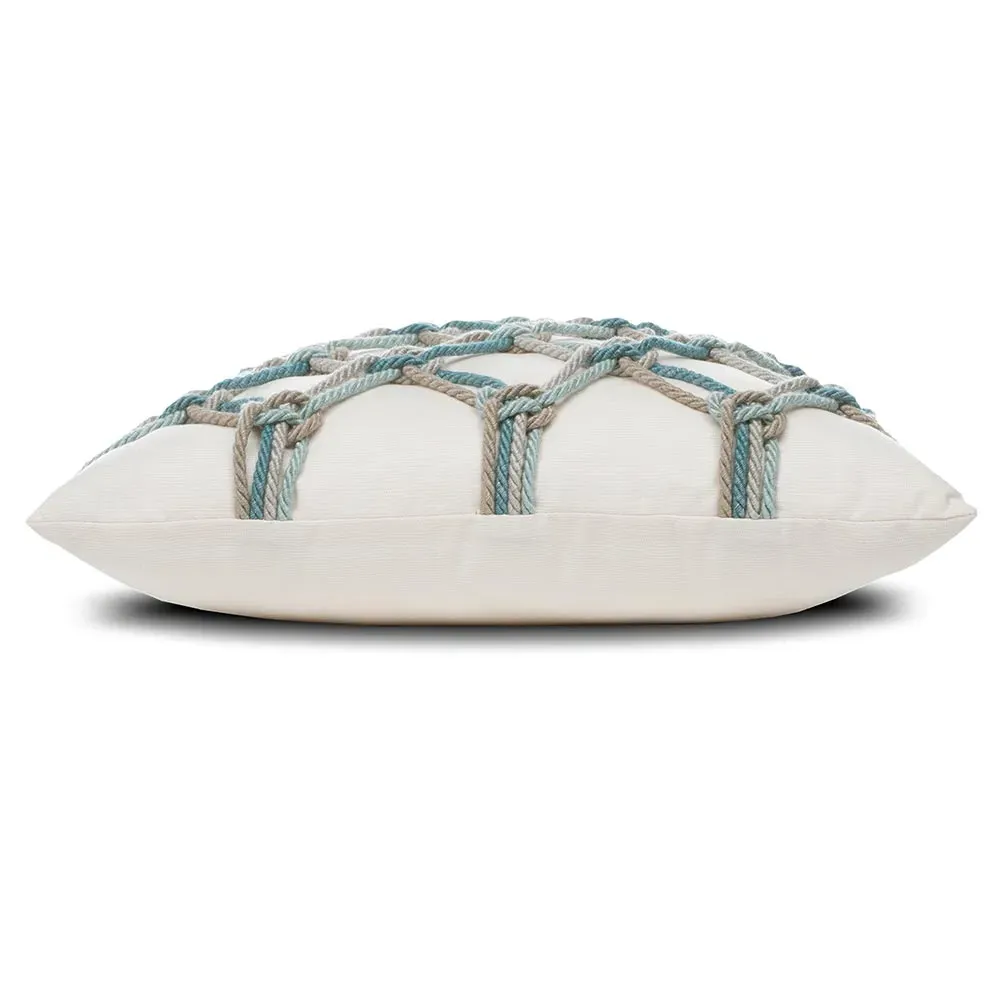 Cara Coastal Rope Throw Pillow - White, Sunbrella Acrylic