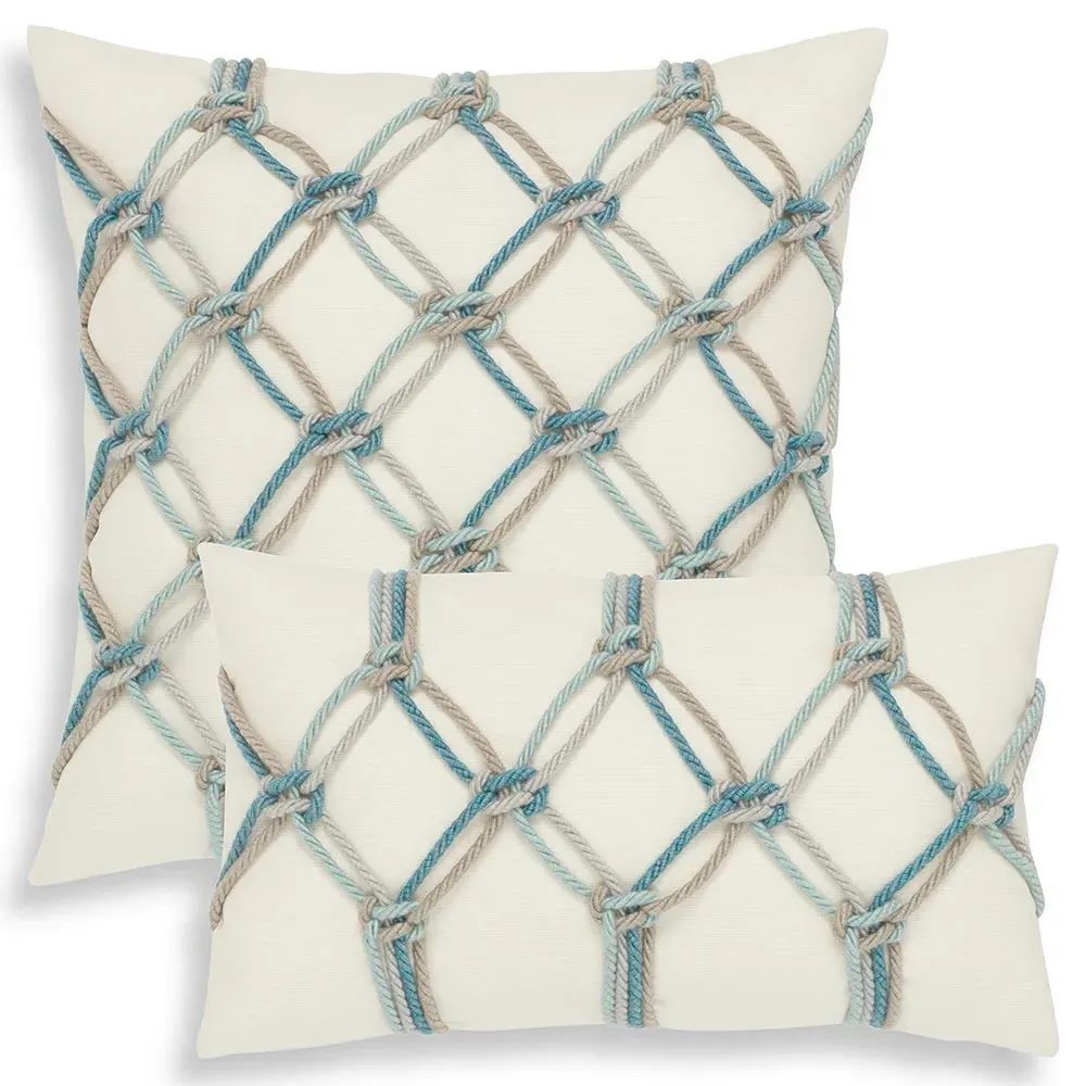 Cara Coastal Rope Throw Pillow - White, Sunbrella Acrylic