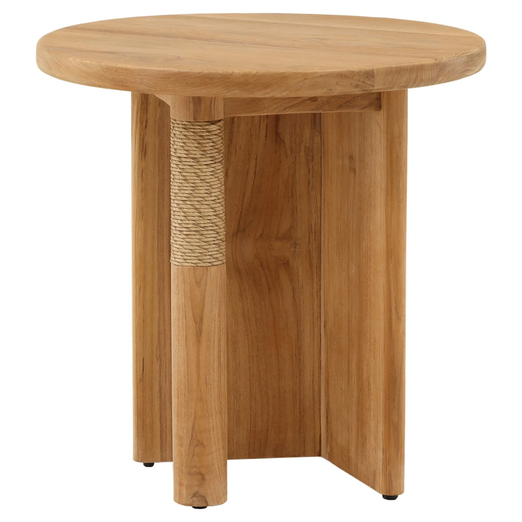 Carla Coastal Beach Outdoor Side Table - Brown, Teak