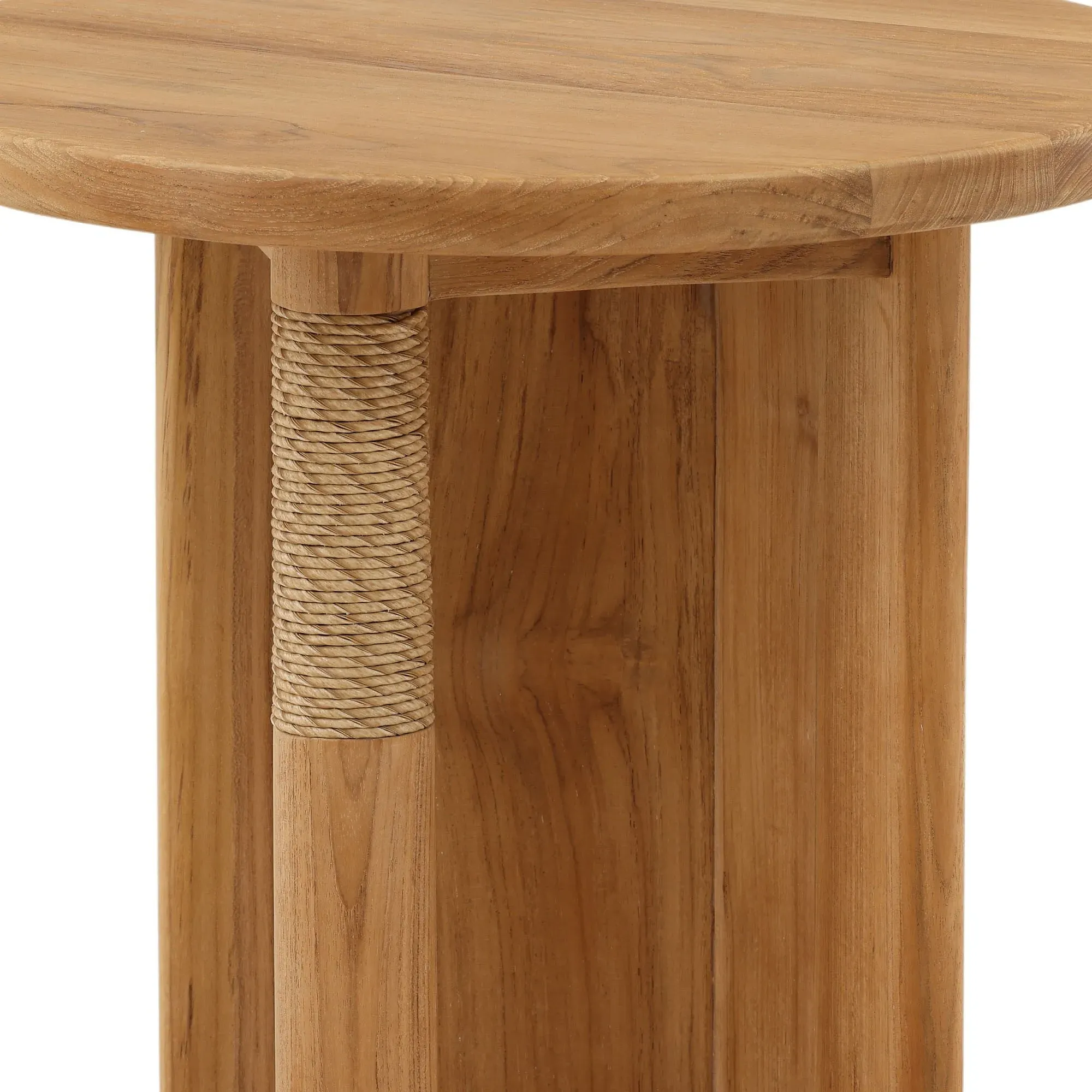 Carla Coastal Beach Outdoor Side Table - Brown, Teak
