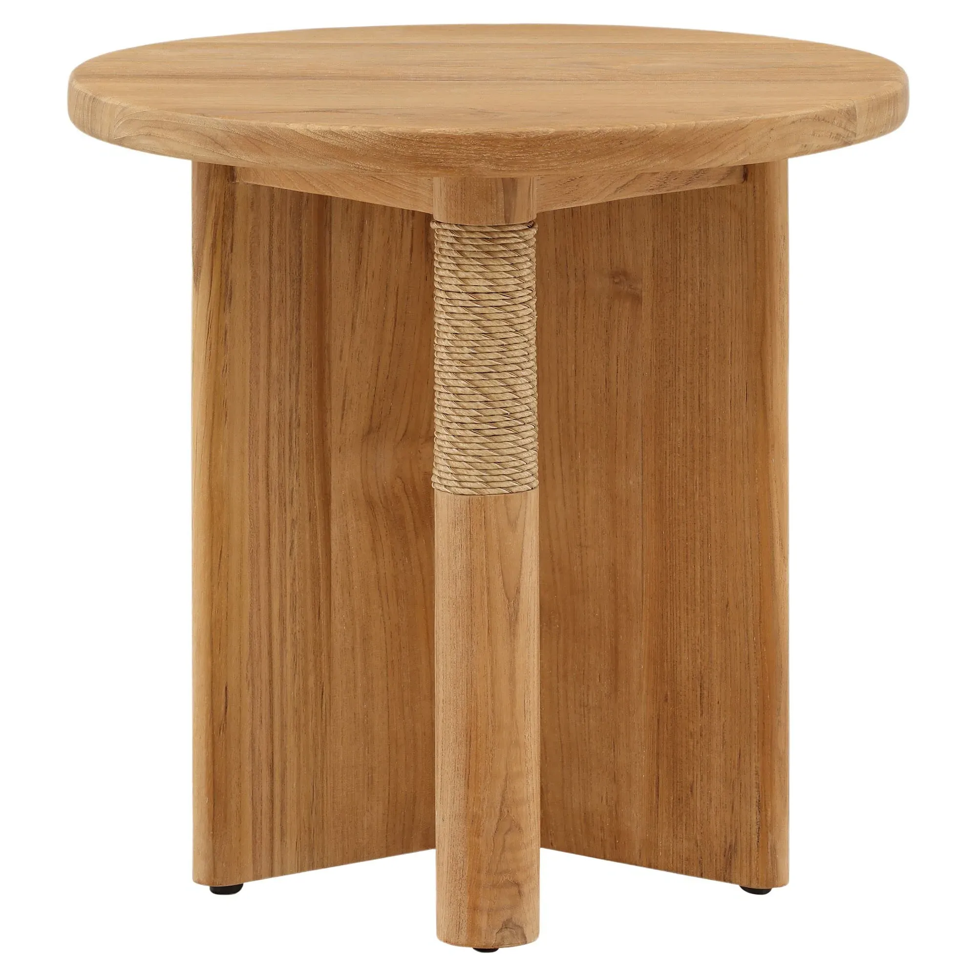 Carla Coastal Beach Outdoor Side Table - Brown, Teak image