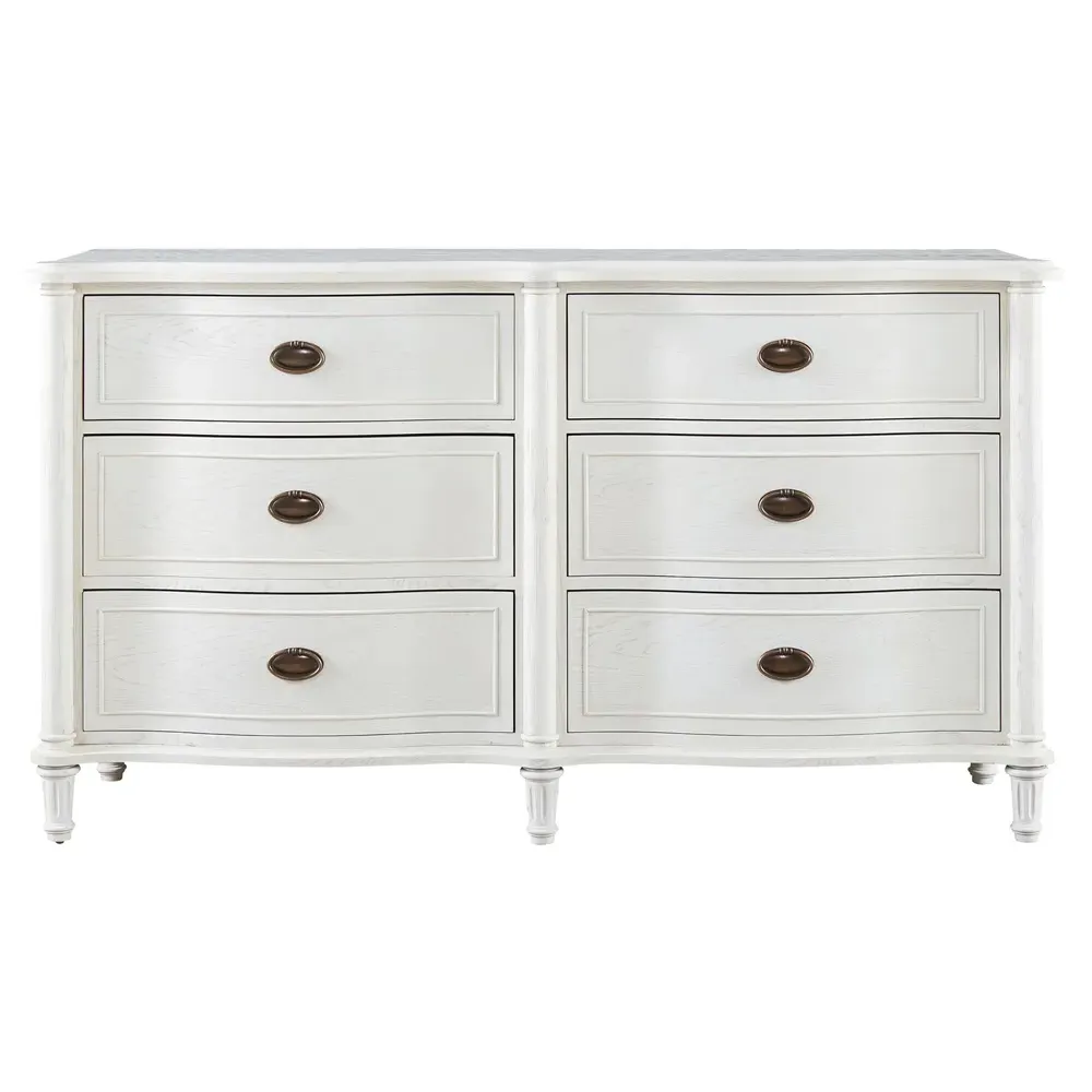 Carlotta French Country 6 Drawer Double Dresser - White, Wood