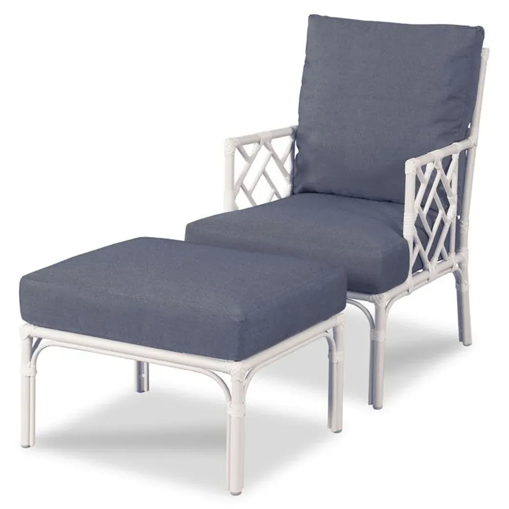 Carlyle Outdoor Ottoman - White, Aluminum