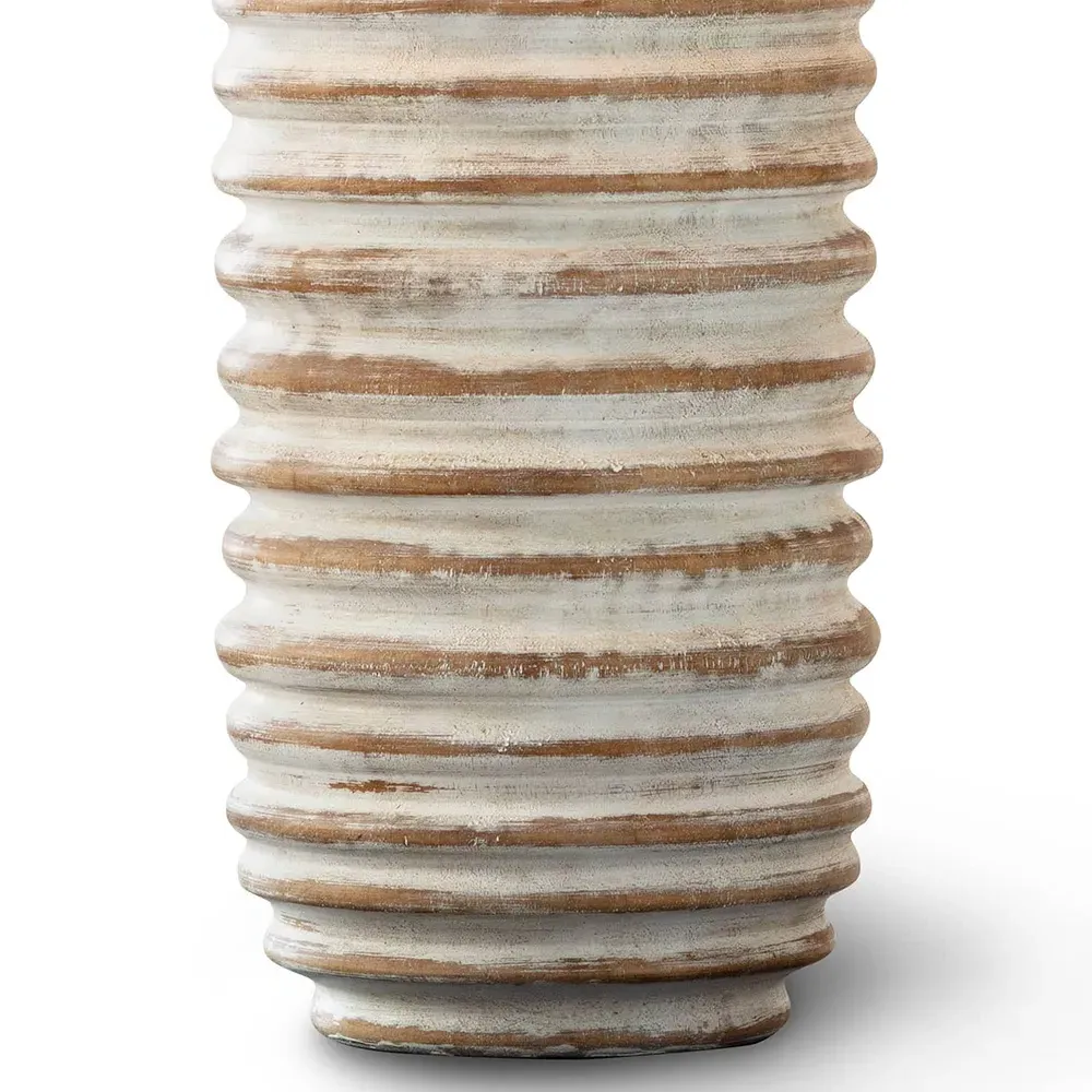 Carmel Round Table Lamp - White, Birch Wood