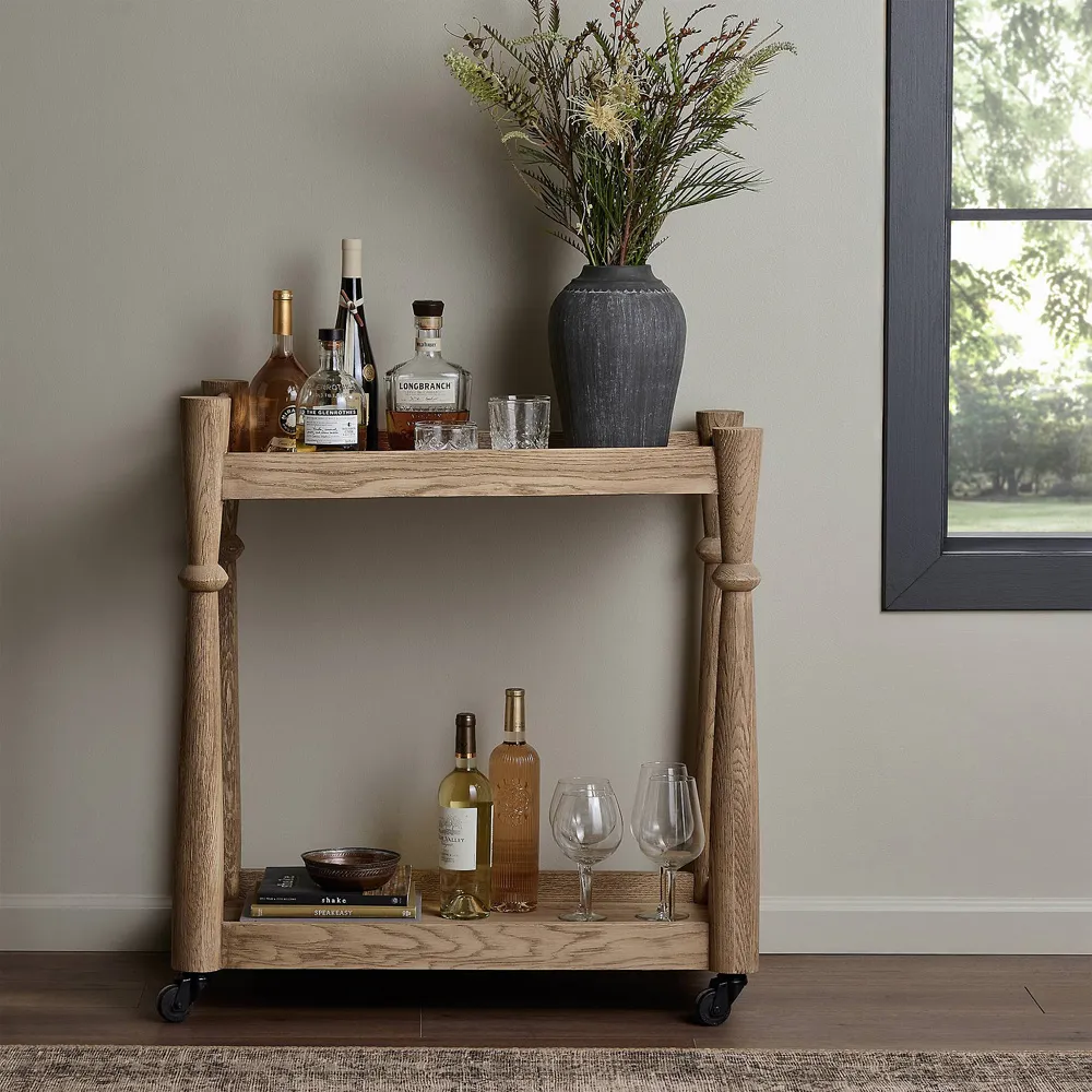 Carmen Bar Cart - Brown, Oak