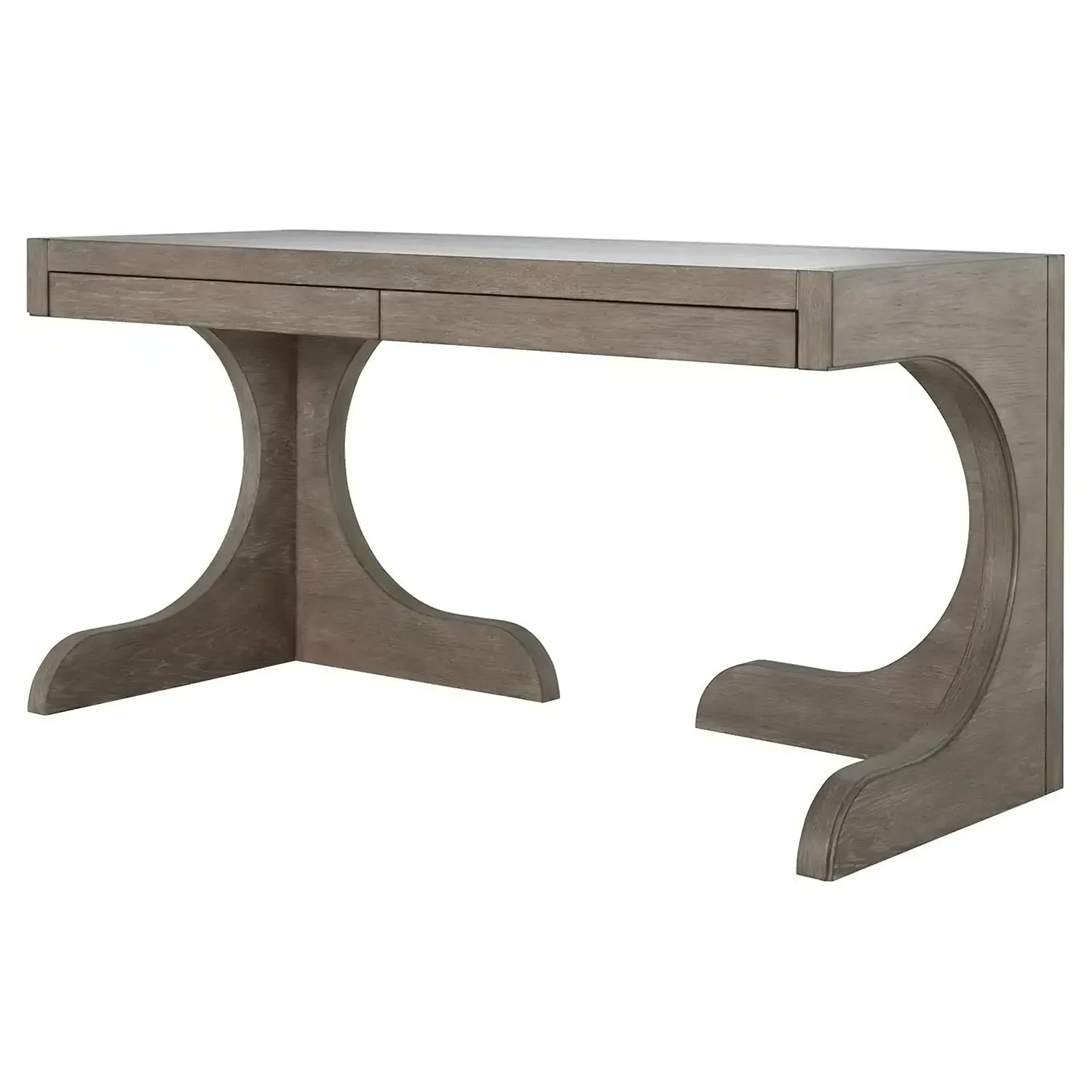 Carmen Oak Wood Desk with Storage - Grey