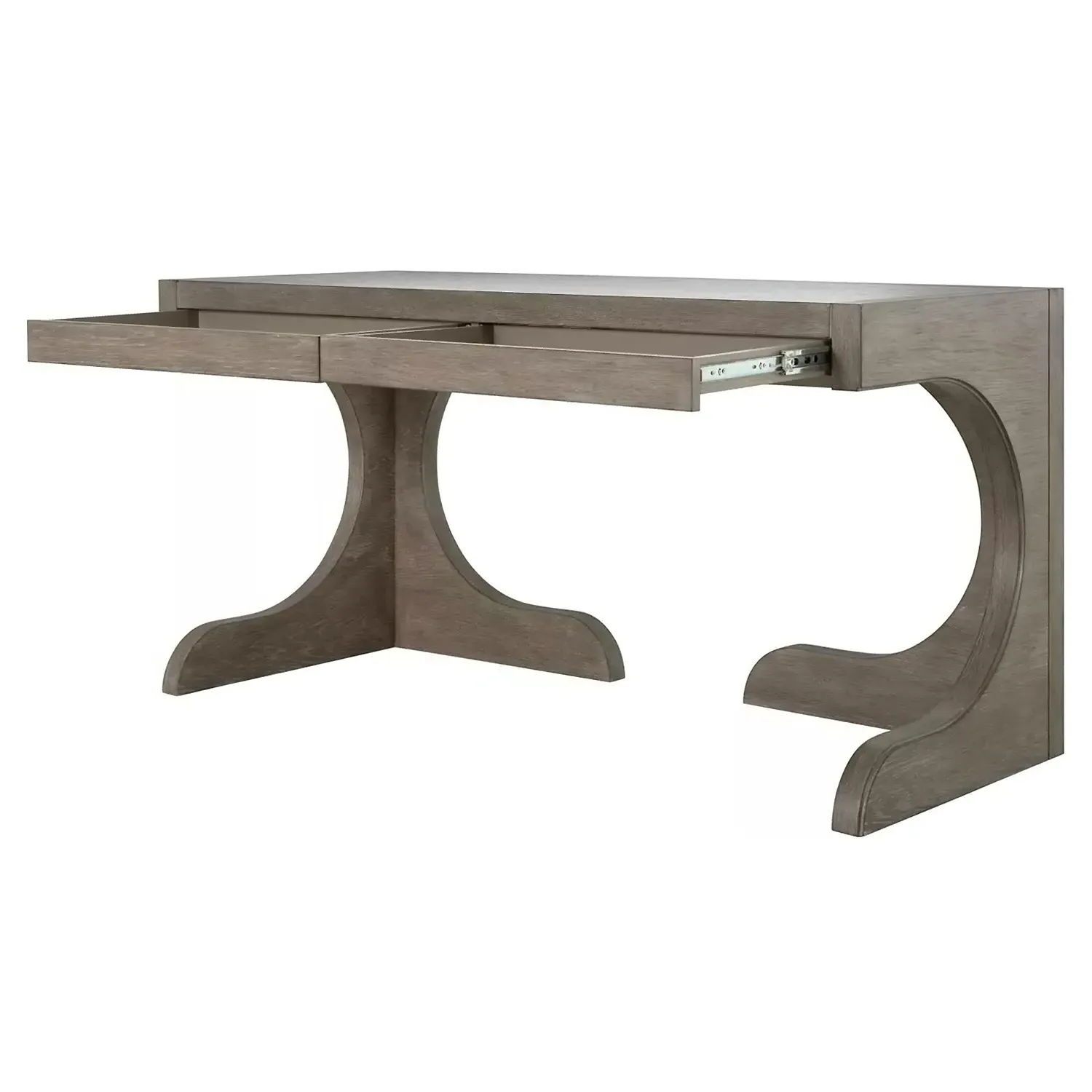 Carmen Oak Wood Desk with Storage - Grey