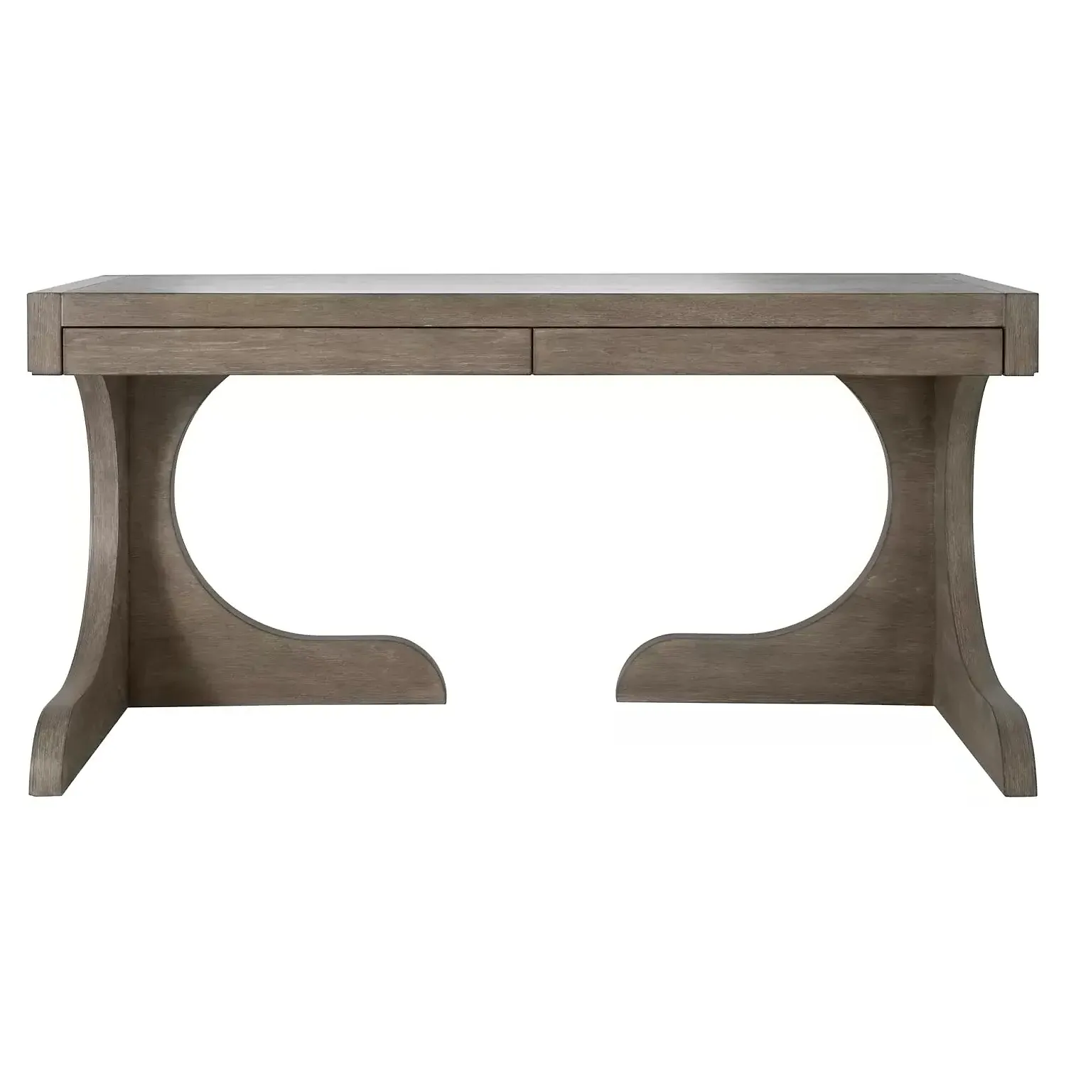 Carmen Oak Wood Desk with Storage - Grey image