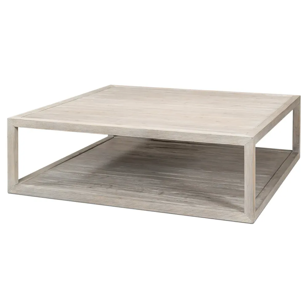 Carnegie Square 2 Tier Coffee Table - Grey, Pine Wood