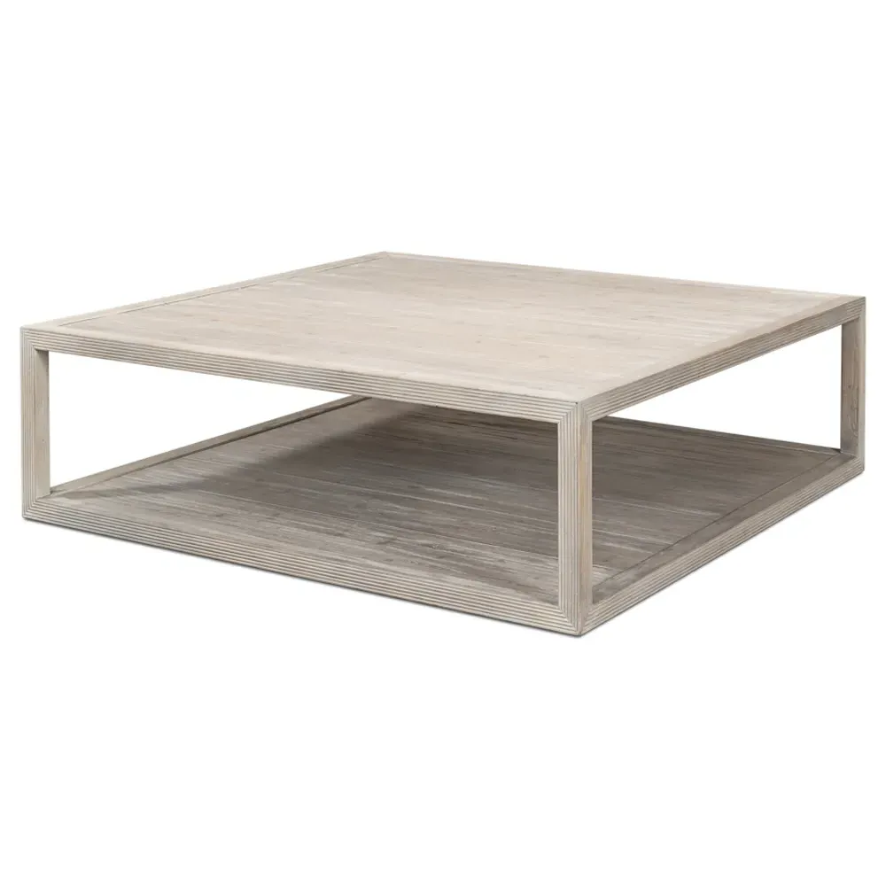 Carnegie Square 2 Tier Coffee Table - Grey, Pine Wood