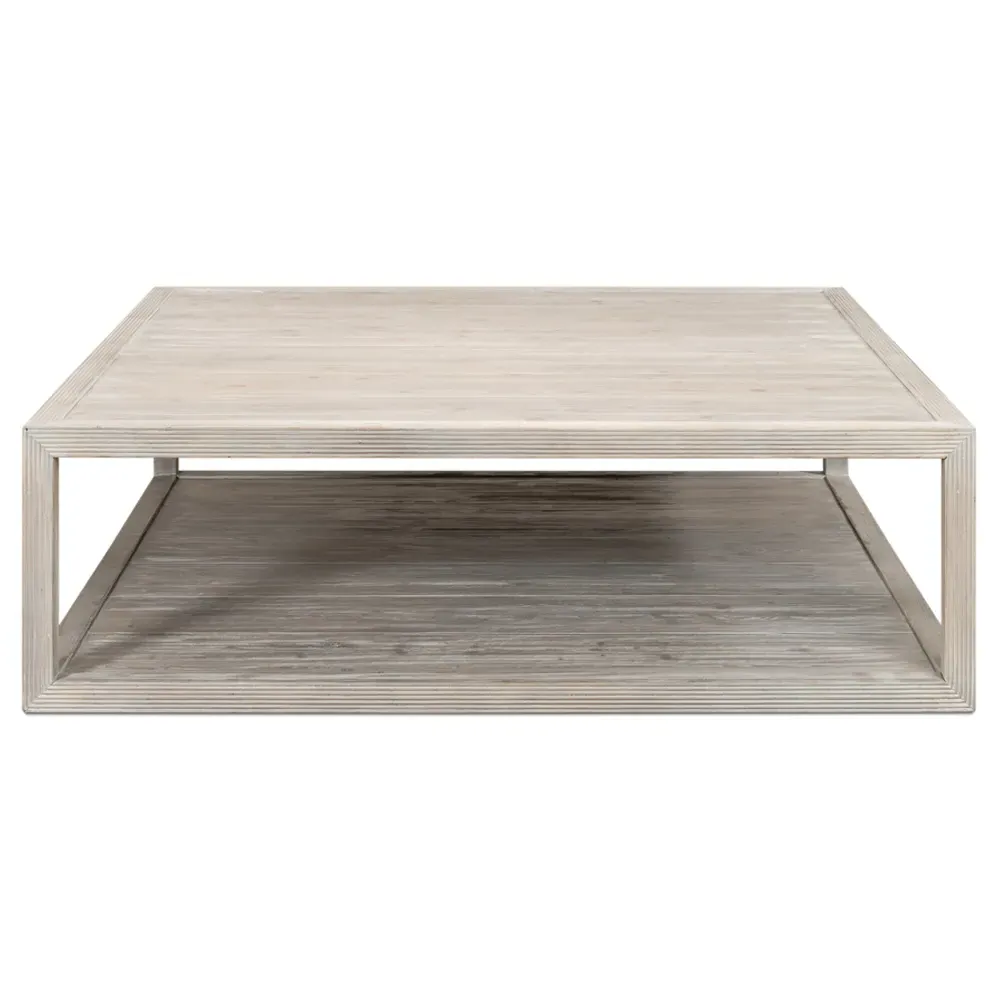 Carnegie Square 2 Tier Coffee Table - Grey, Pine Wood
