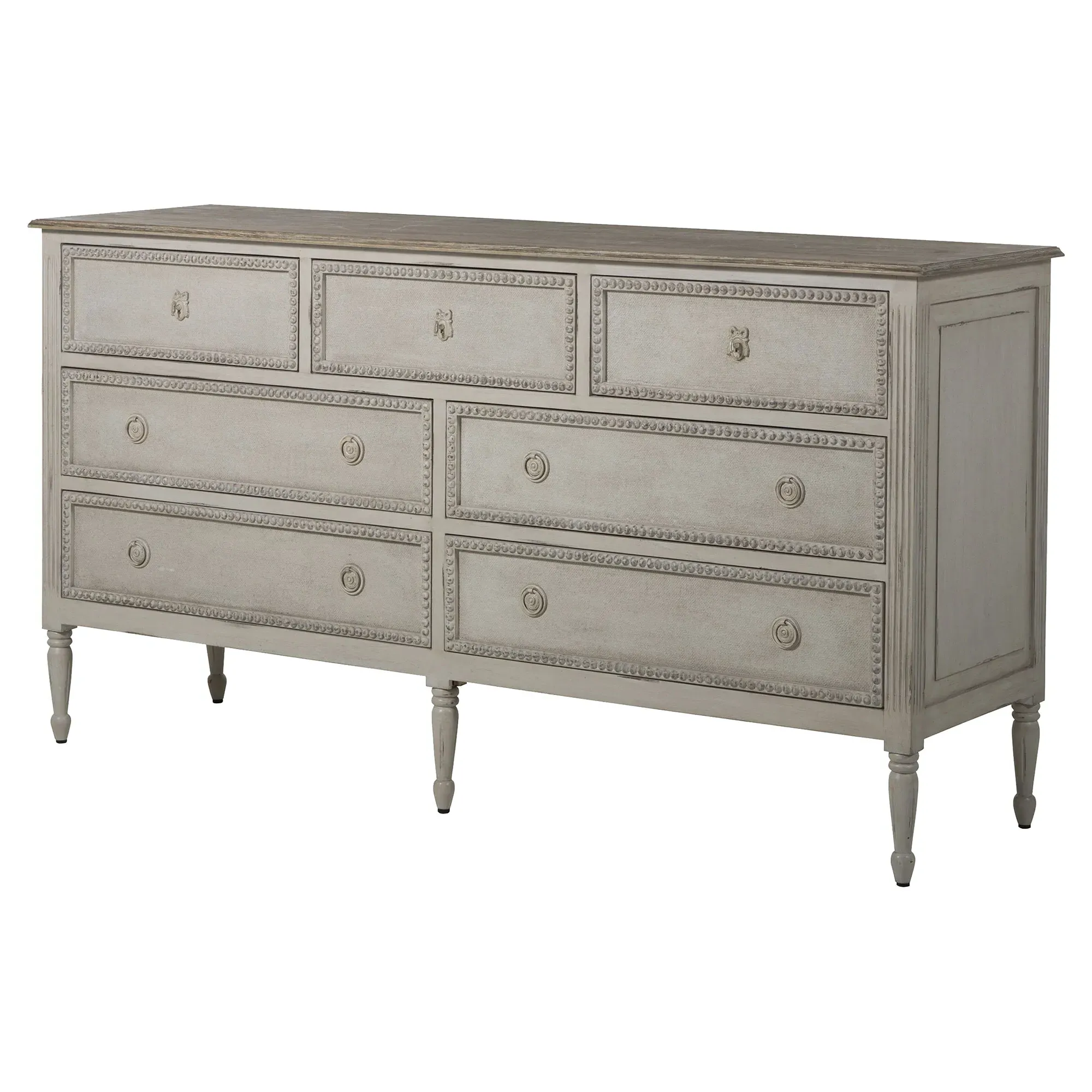 Caroline French Country Dresser - Antique White, Mahogany
