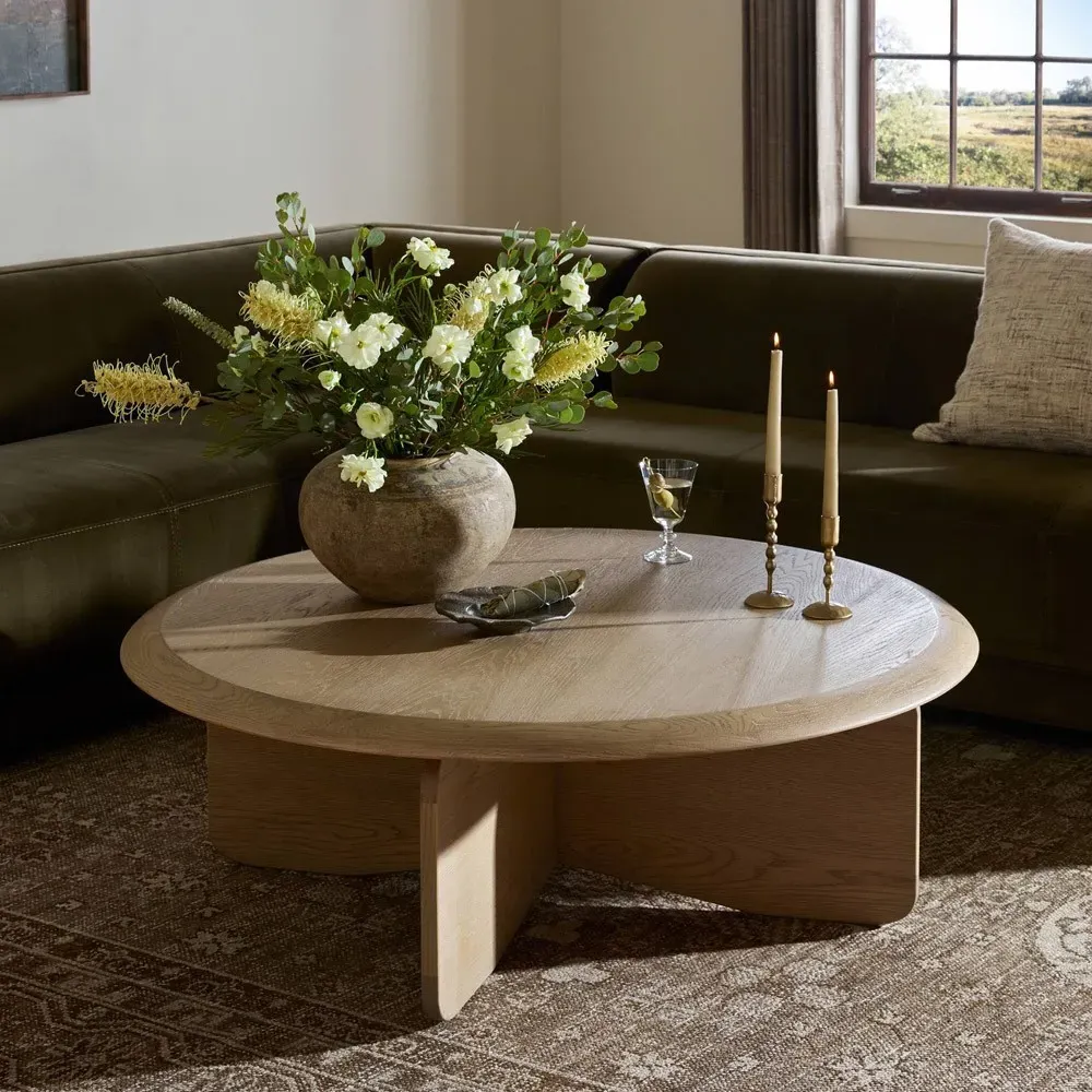 Caroline Round Coffee Table - Brown, Oak