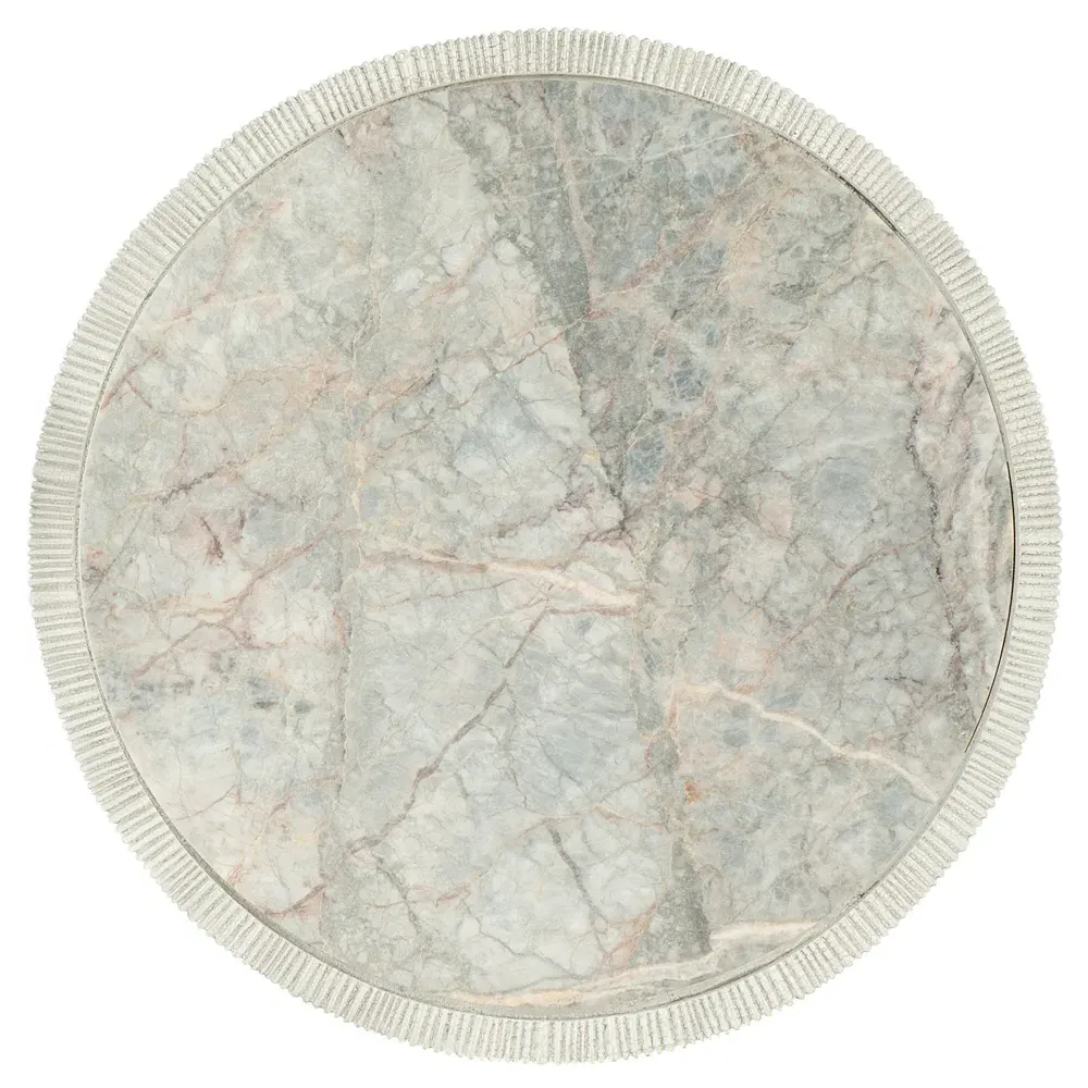 Caroline Round Side Table - White, Marble