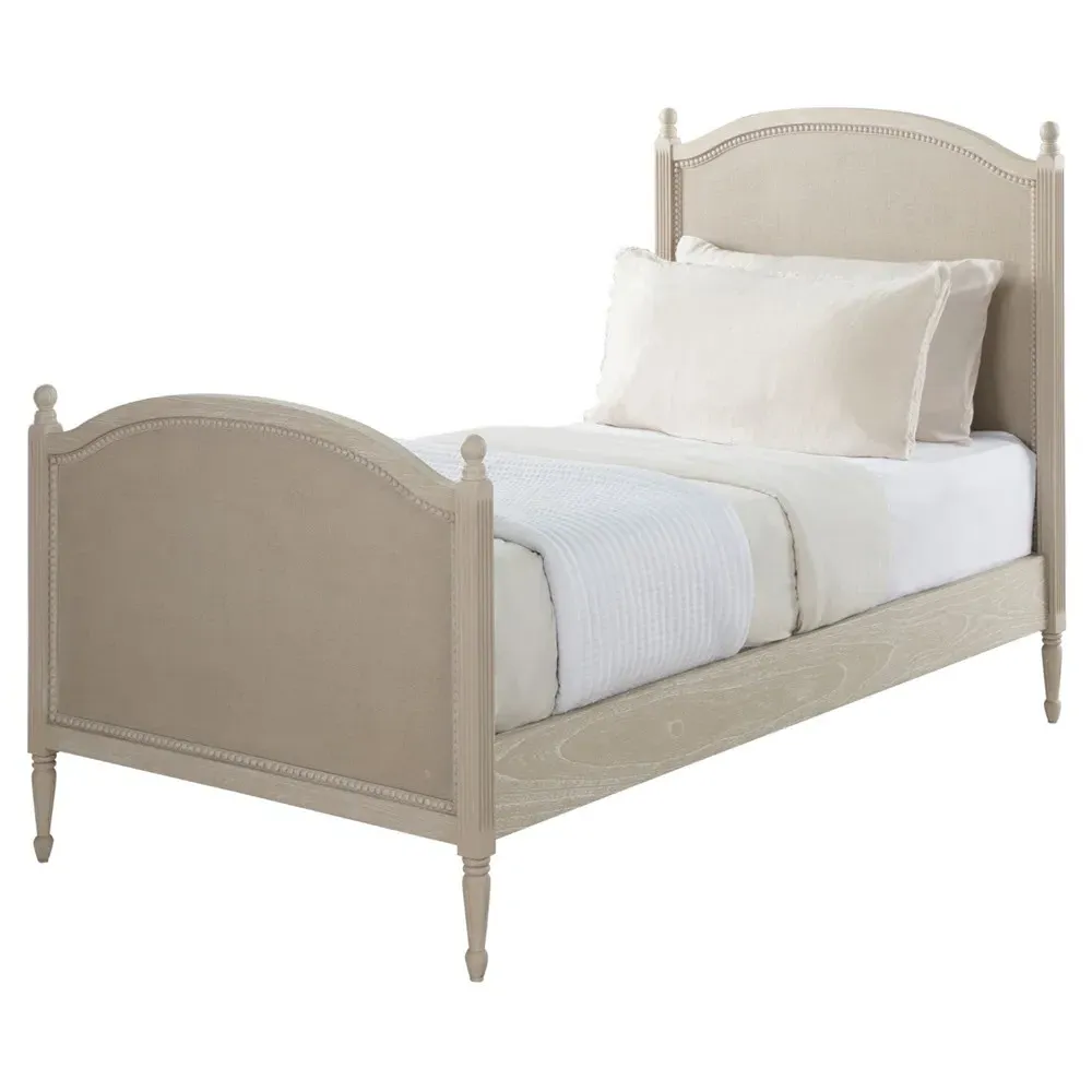 Caroline Twin Size Bed Frame - White, Mahogany