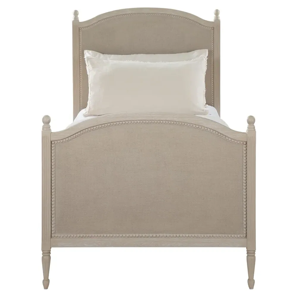 Caroline Twin Size Bed Frame - White, Mahogany