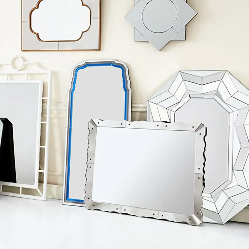 Caroline Venetian Deco Beveled Frame Wall Mirror - Grey Silver