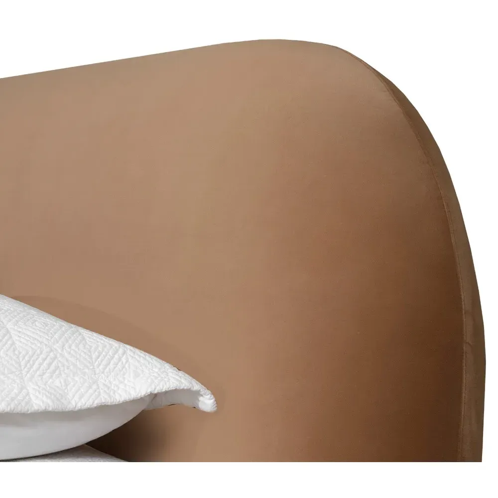 Carra King Size Upholstered Bed - Camel, Oak