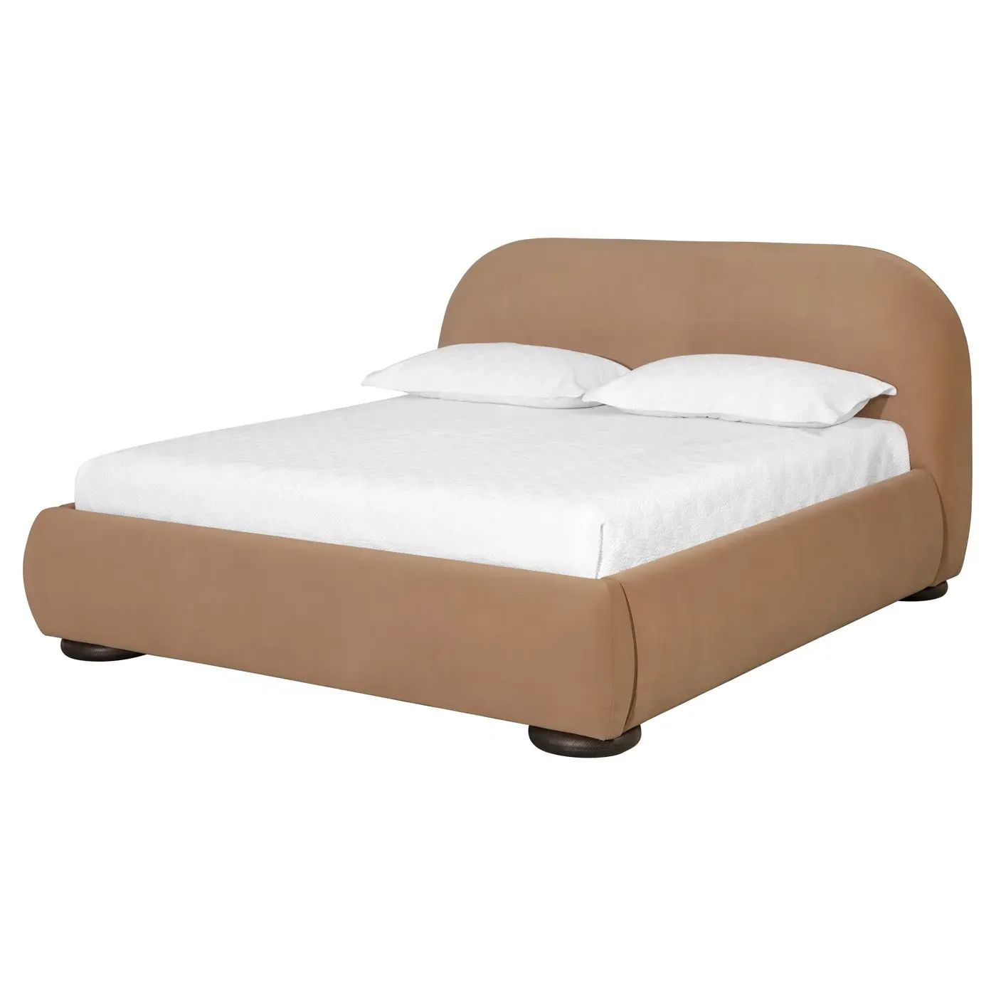 Carra King Size Upholstered Bed - Camel, Oak