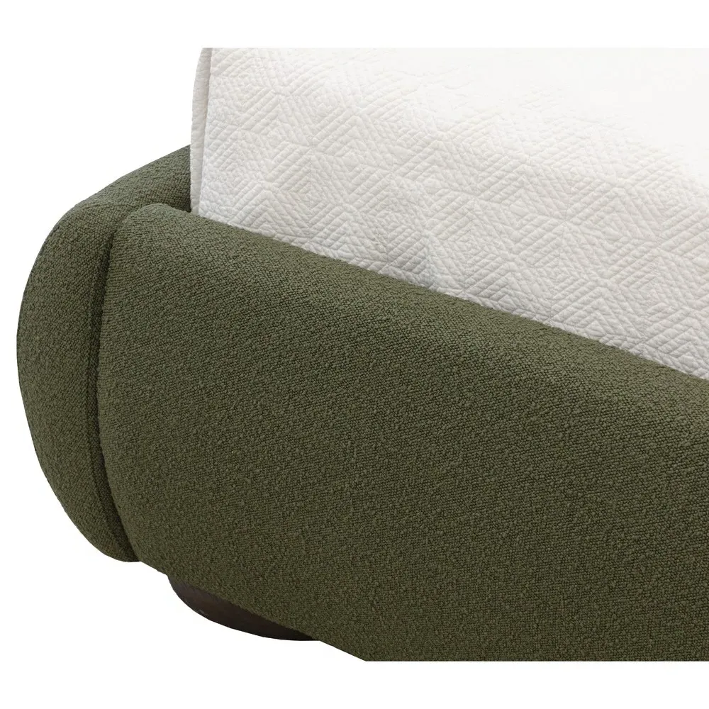 Carra Queen Size Bed Frame - Green, Oak