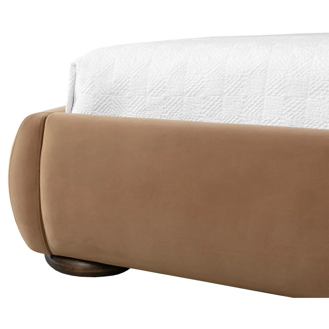 Carra Queen Size Upholstered Bed - Camel, Oak