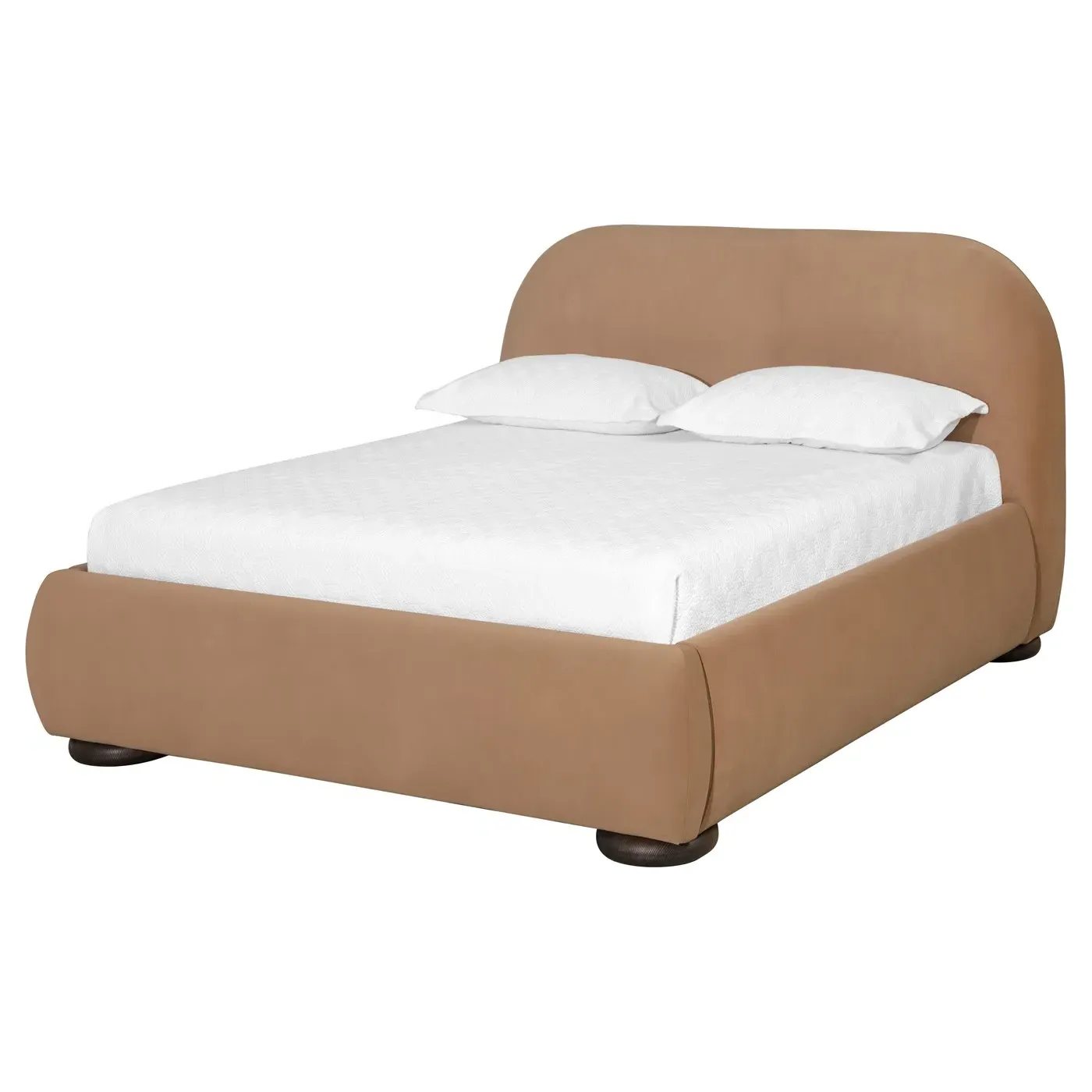 Carra Queen Size Upholstered Bed - Camel, Oak image