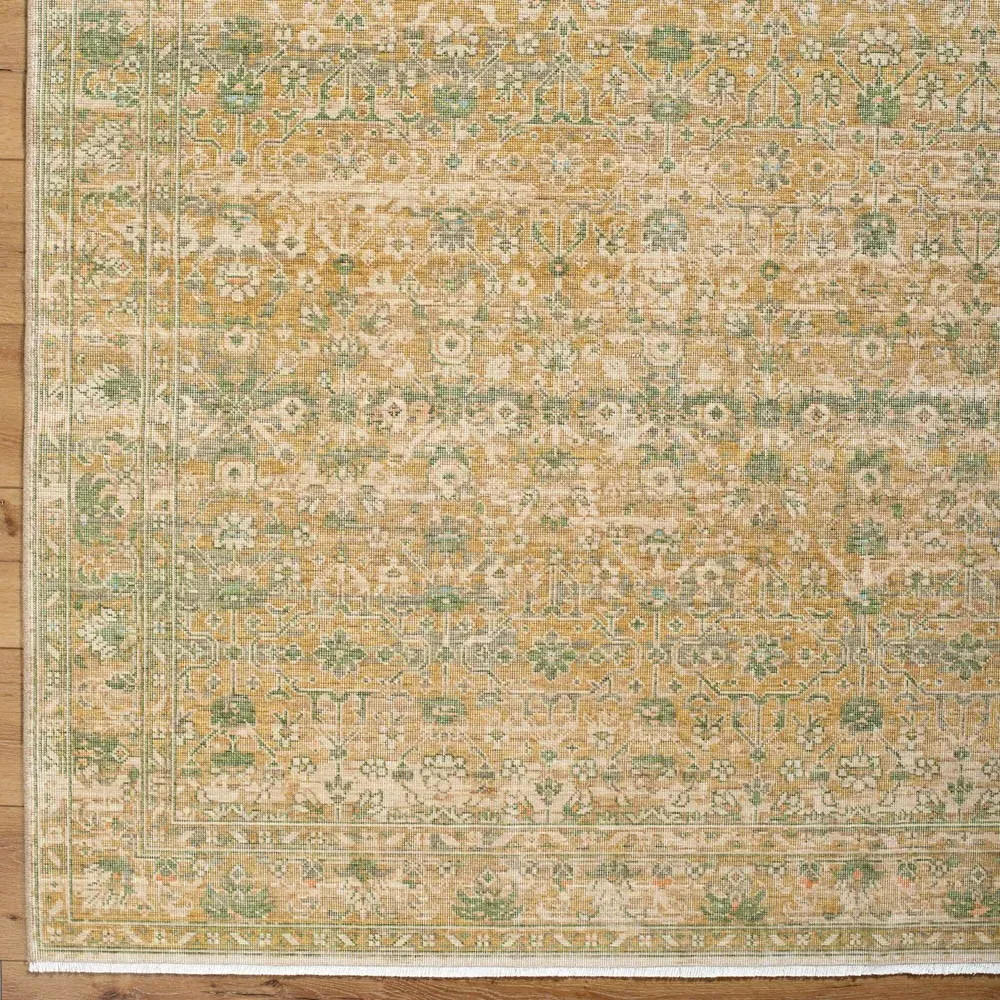 Carrigan Oushak Patterned Rug - Green, Wool