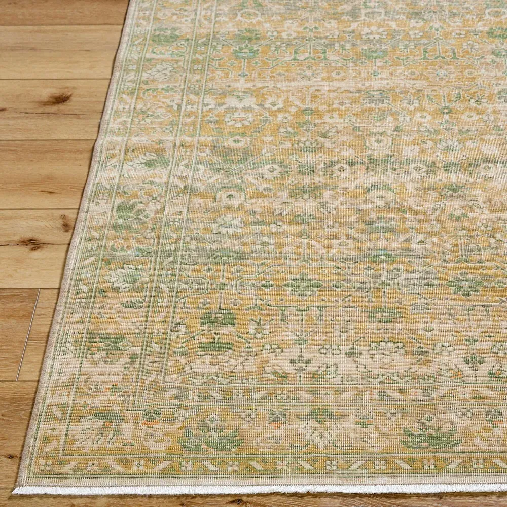 Carrigan Oushak Patterned Rug - Green, Wool