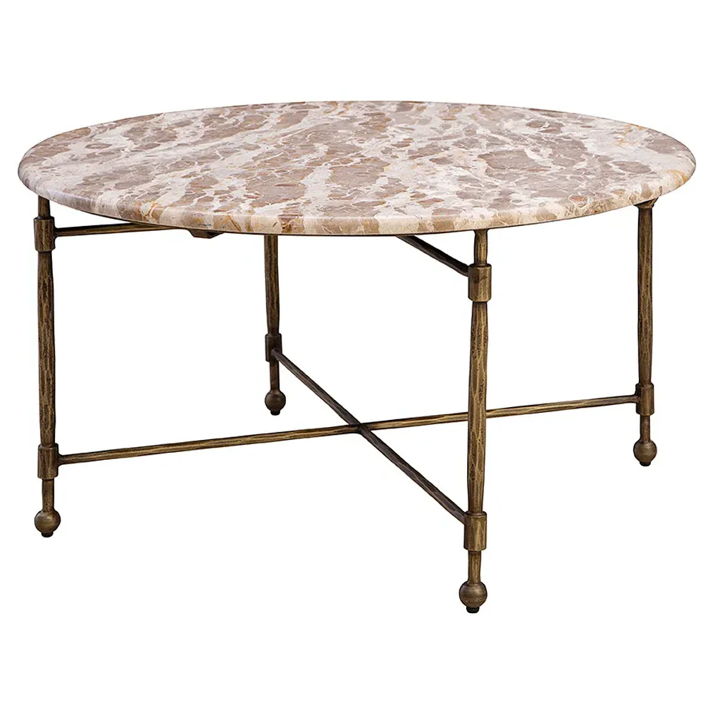 Carson Round Coffee Table - Brown, Marble