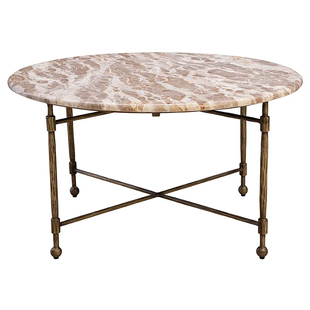Carson Round Coffee Table - Brown, Marble