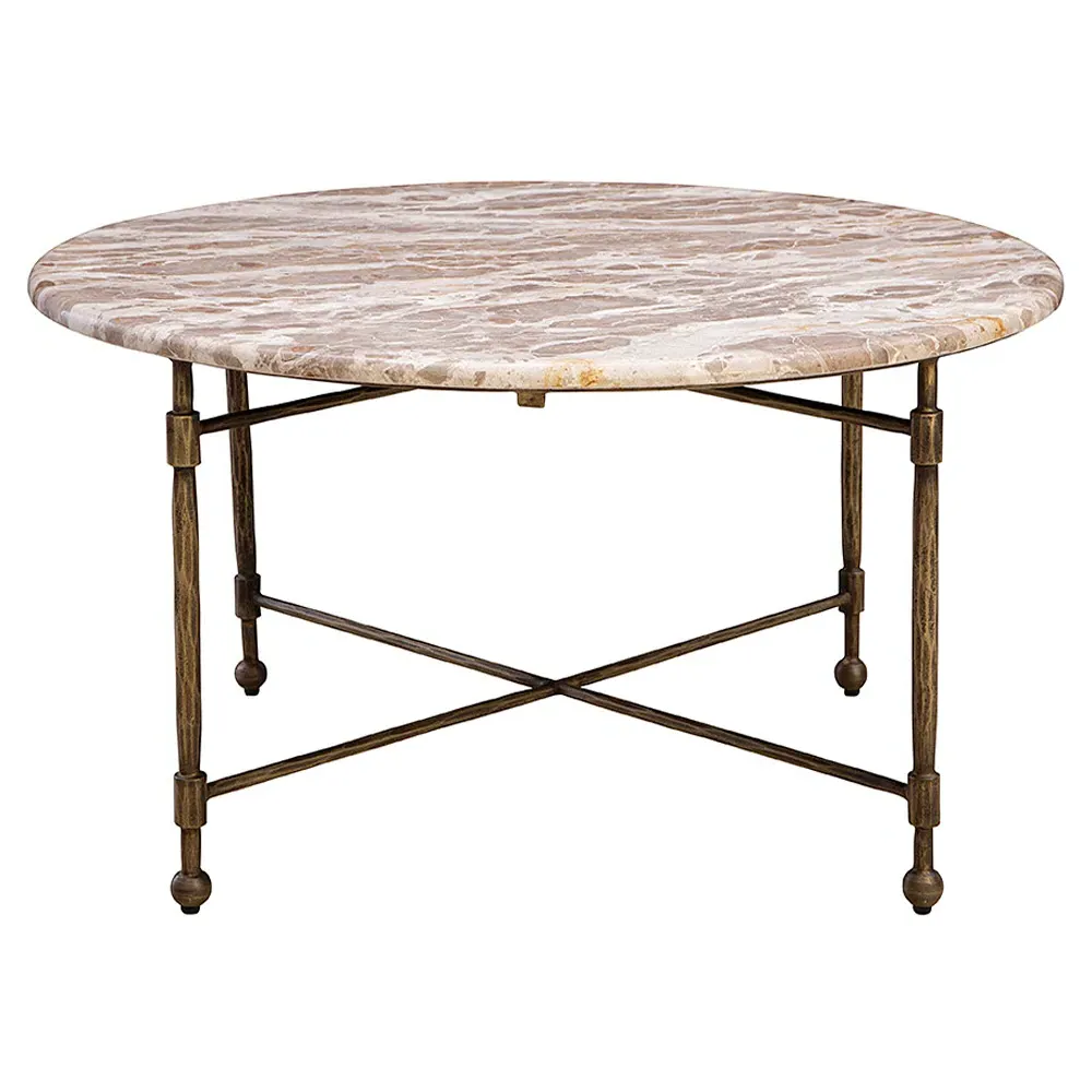 Carson Round Coffee Table - Brown, Marble