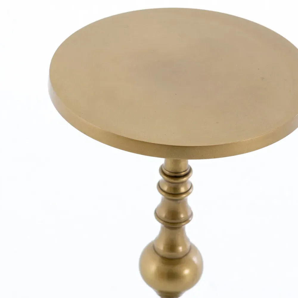 Carson Round Pedestal End Table - Gold, Aluminum