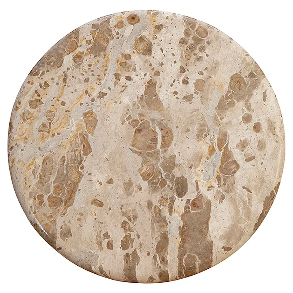 Carson Round Side Table - Brown, Marble
