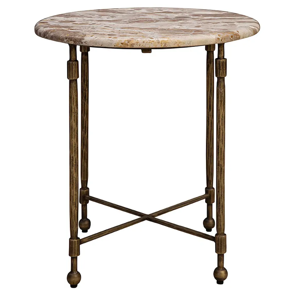 Carson Round Side Table - Brown, Marble image