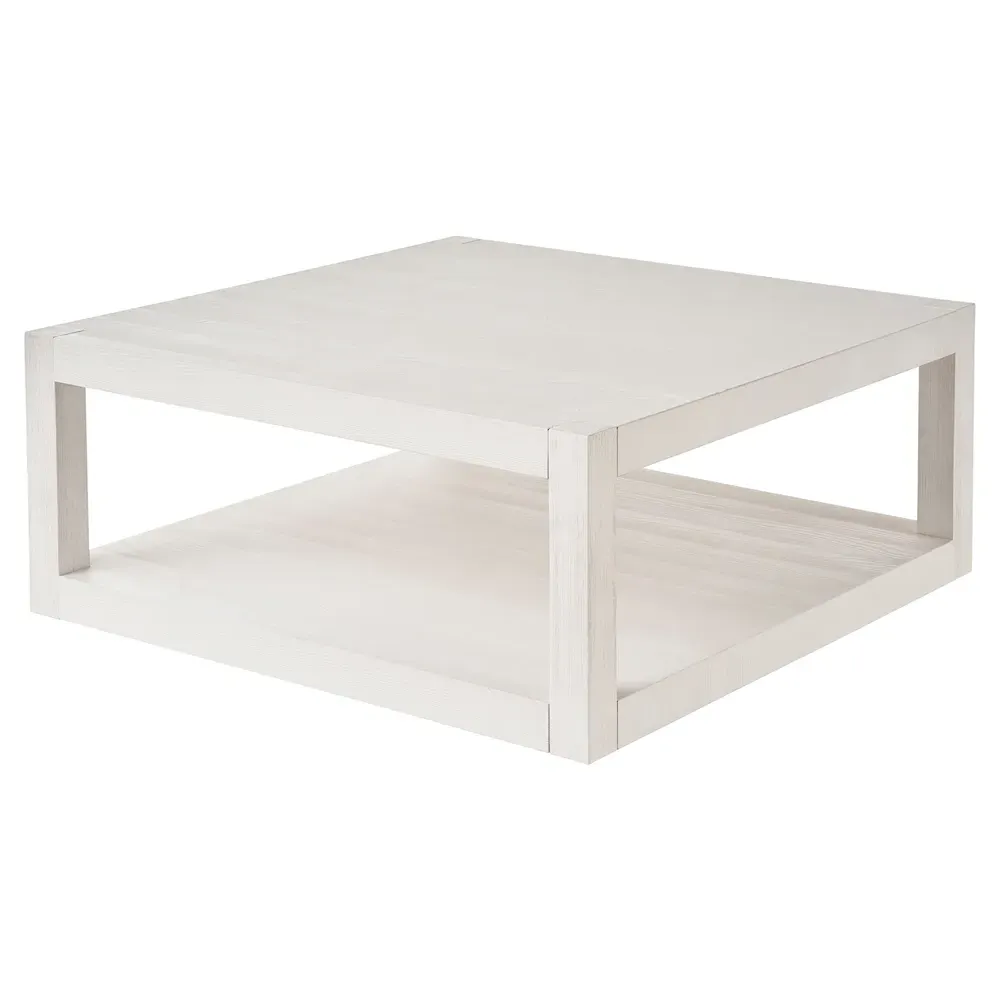 Carter 2-Tier Square Coffee Table - White Sand, Oak
