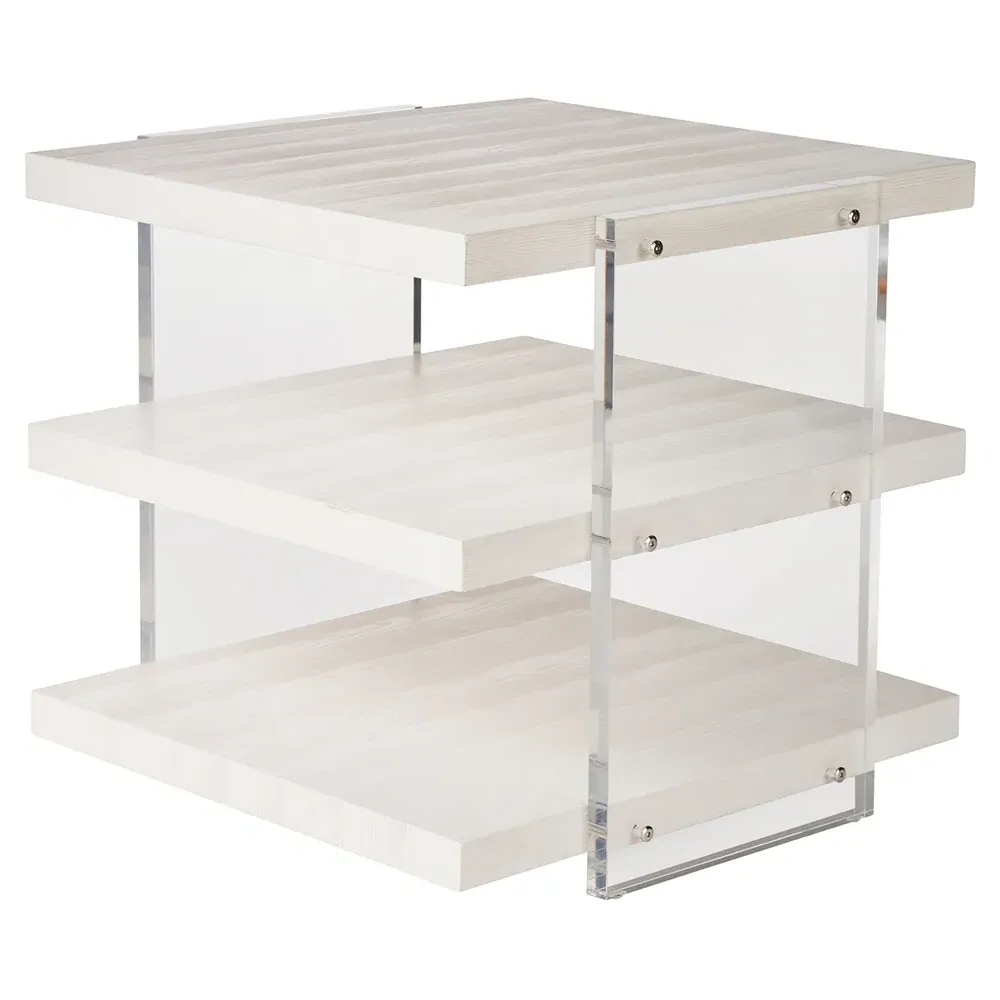 Carter 3 Tier Square End Table - White, Oak
