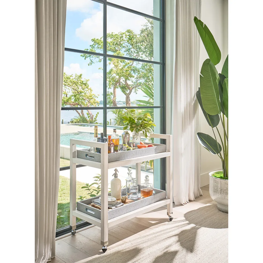 Carter Bar Cart with Casters - White Sand, Oak