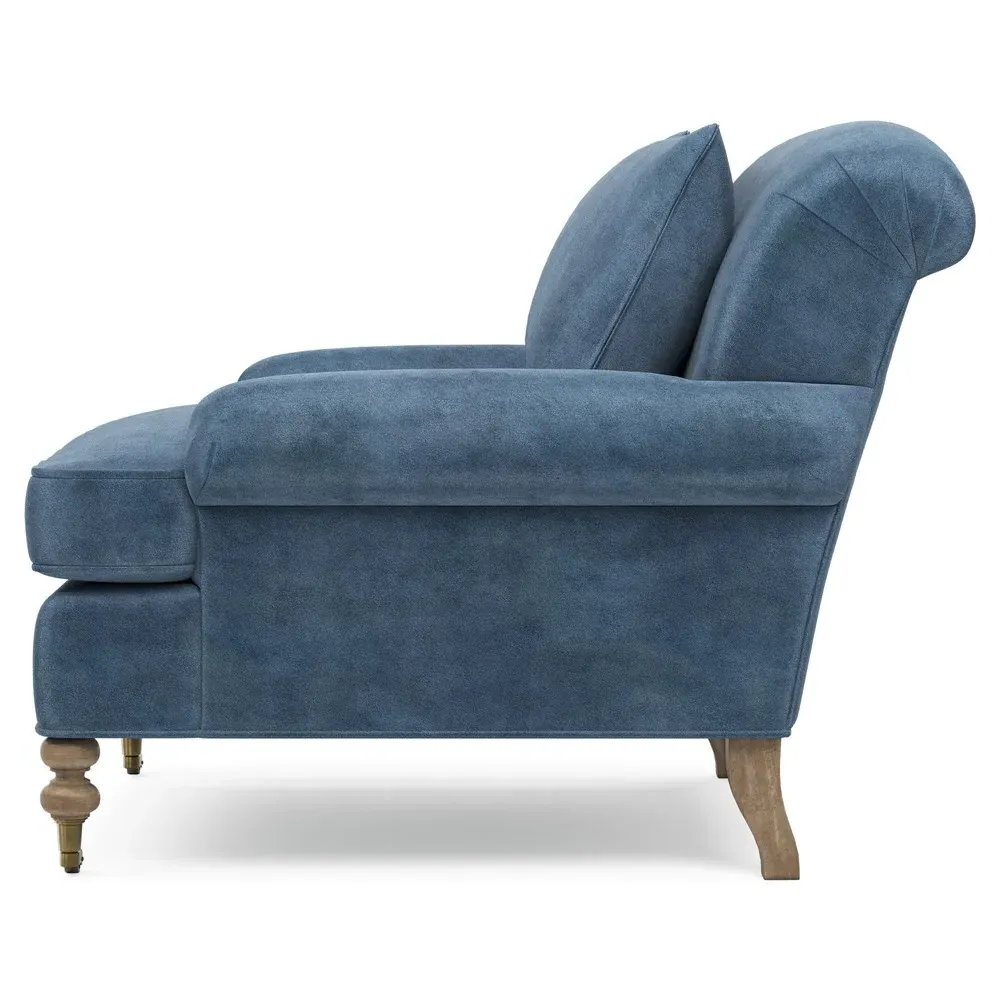 Carter Caster Chair and a Half - Blue, Velvet