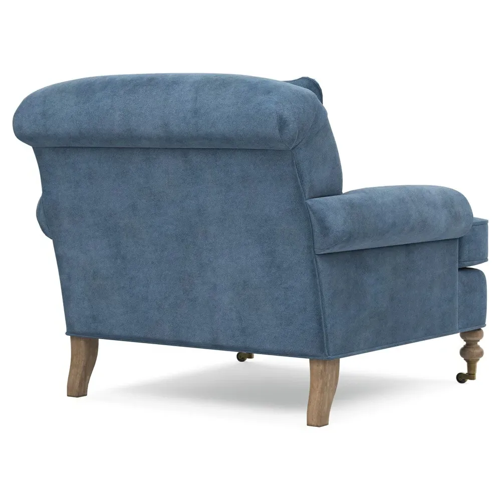 Carter Caster Chair and a Half - Blue, Velvet