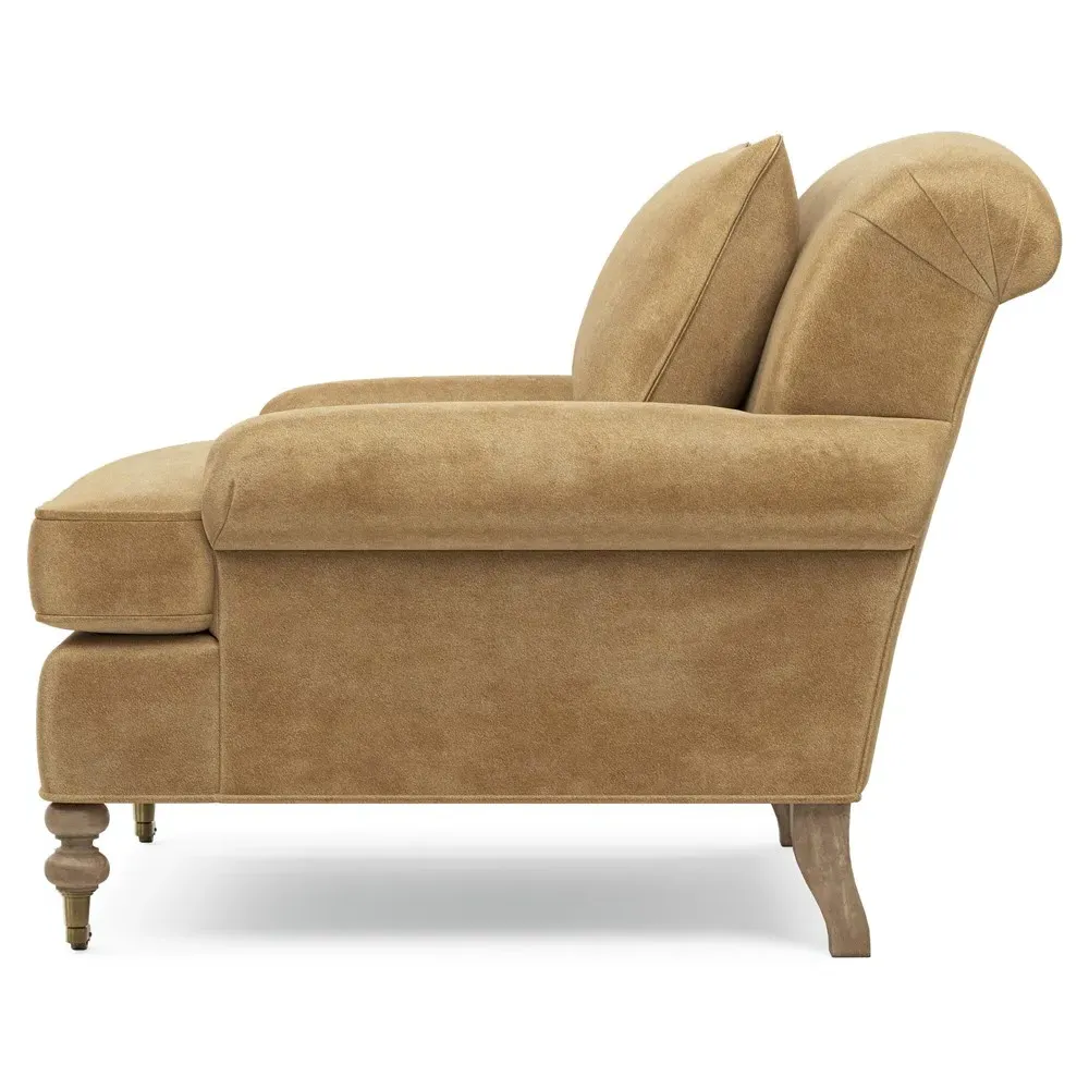 Carter Caster Chair and a Half - Brown, Velvet