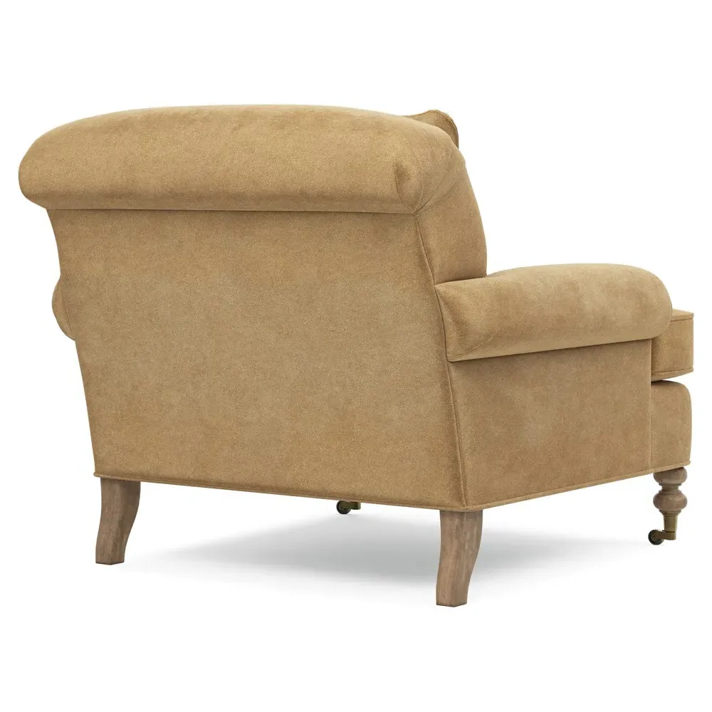 Carter Caster Chair and a Half - Brown, Velvet