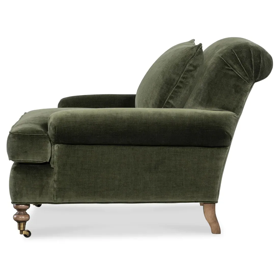 Carter Caster Chair and a Half - Green, Velvet